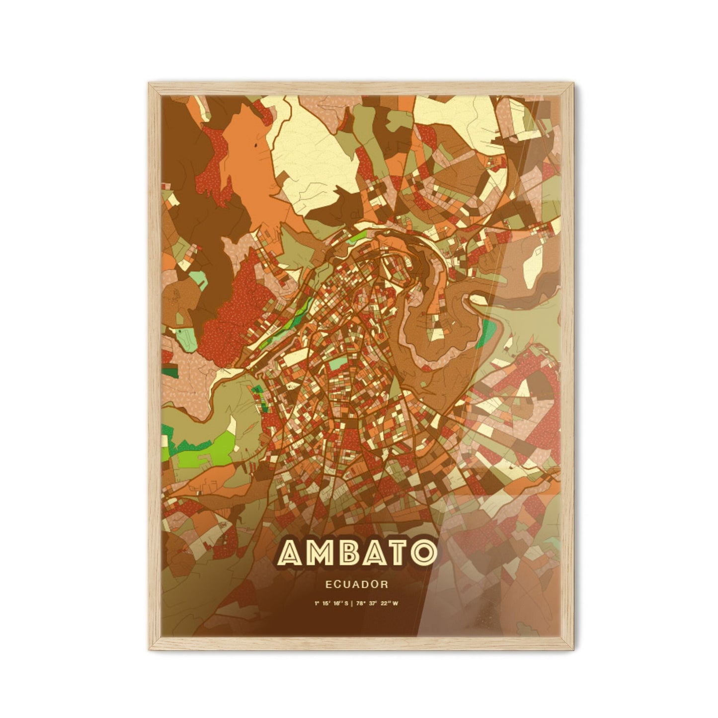 Colorful AMBATO ECUADOR Fine Art Map Farmhouse