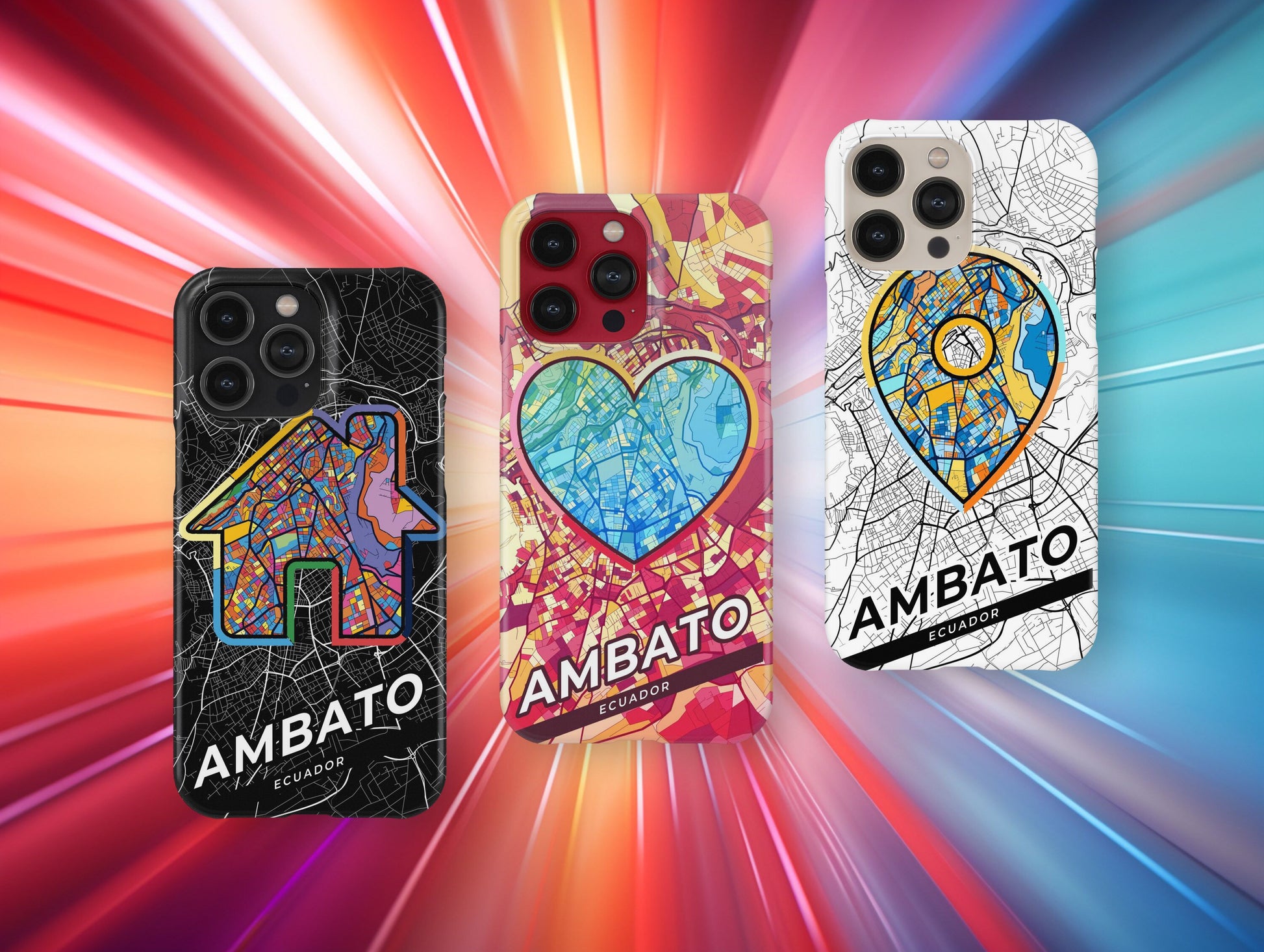 Ambato Ecuador slim phone case with colorful icon. Birthday, wedding or housewarming gift. Couple match cases.