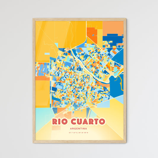 Colorful RIO CUARTO ARGENTINA Fine Art Map Blue Orange