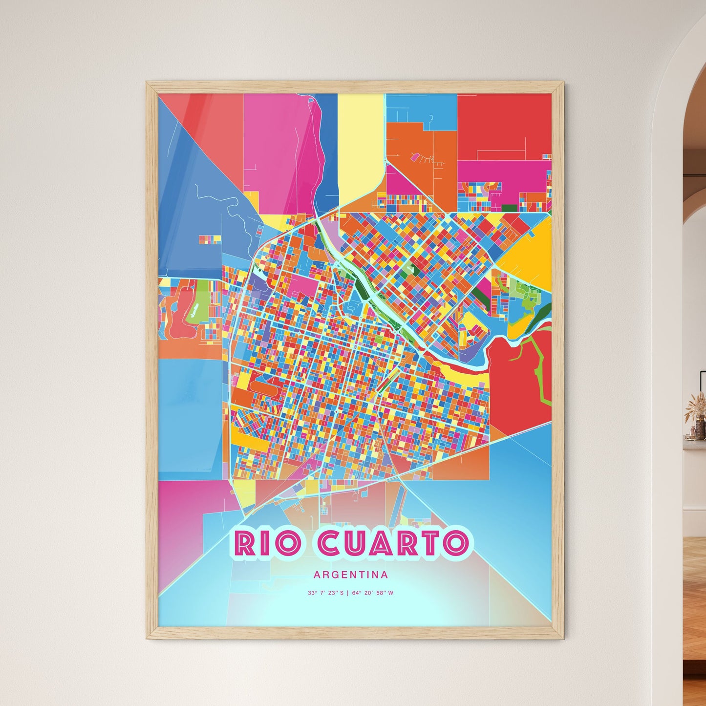 Colorful RIO CUARTO ARGENTINA Fine Art Map Crazy Colors
