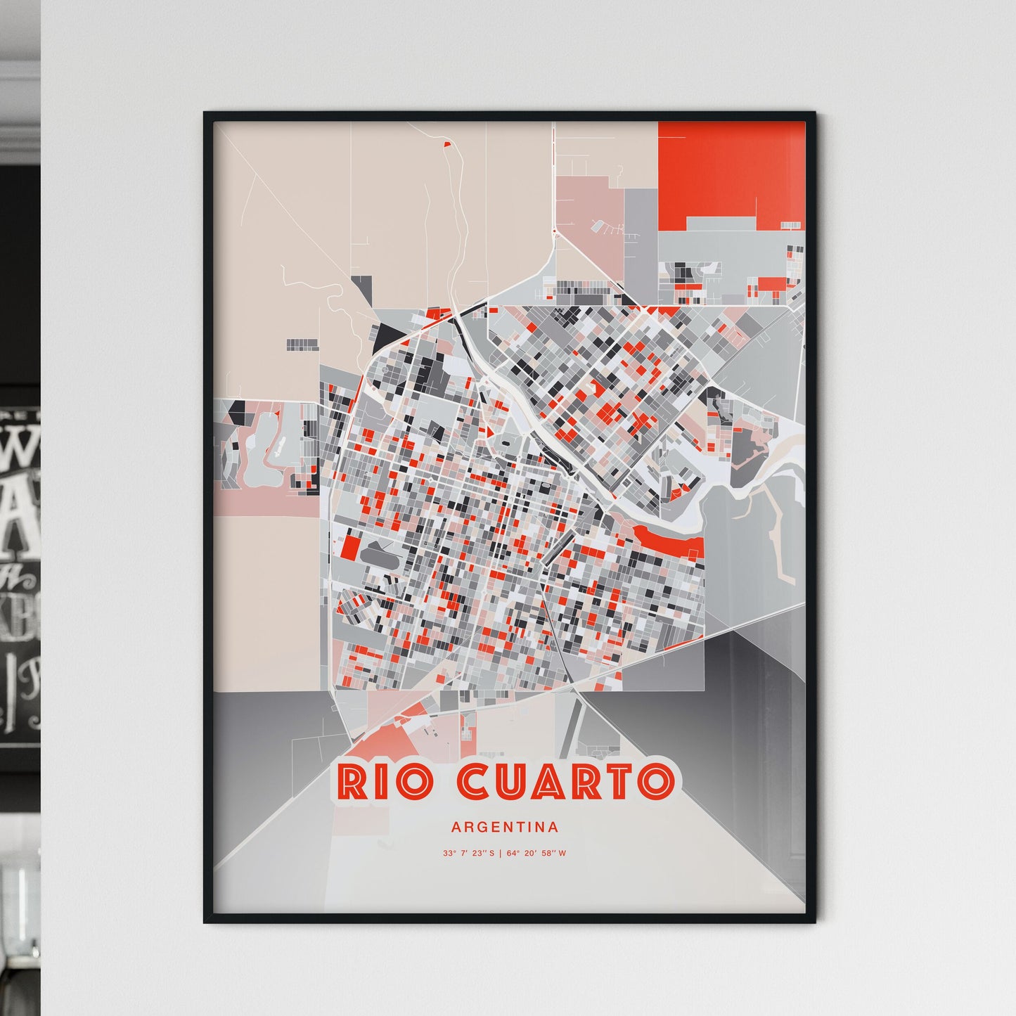 Colorful RIO CUARTO ARGENTINA Fine Art Map Modern