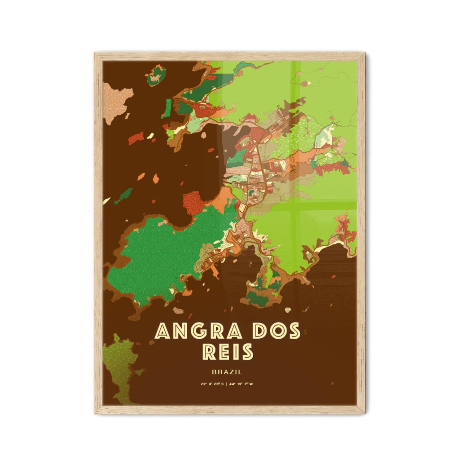 Colorful ANGRA DOS REIS BRAZIL Fine Art Map Farmhouse