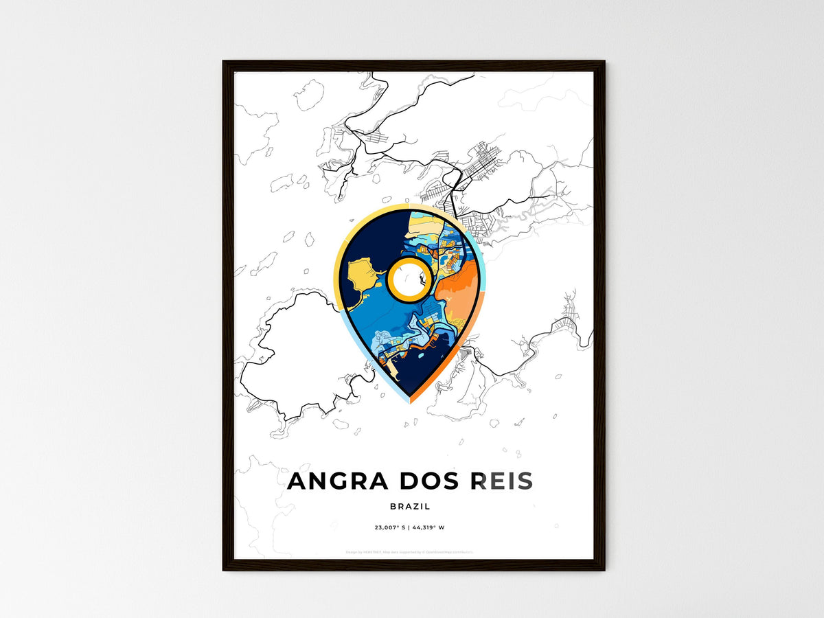 Angra Dos Reis Brazil wedding art map with pointer icon