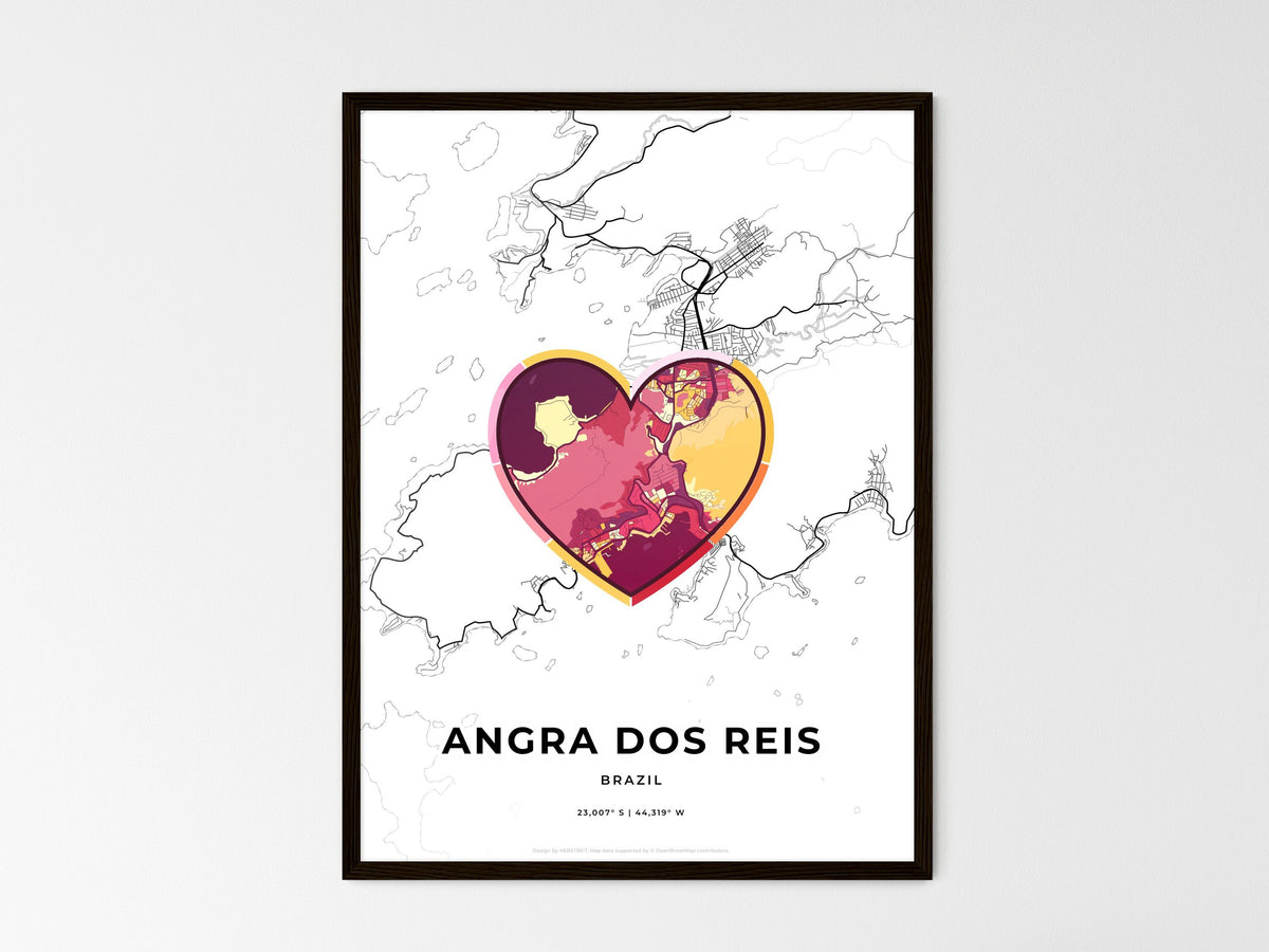 Angra Dos Reis Brazil wedding art map with heart icon