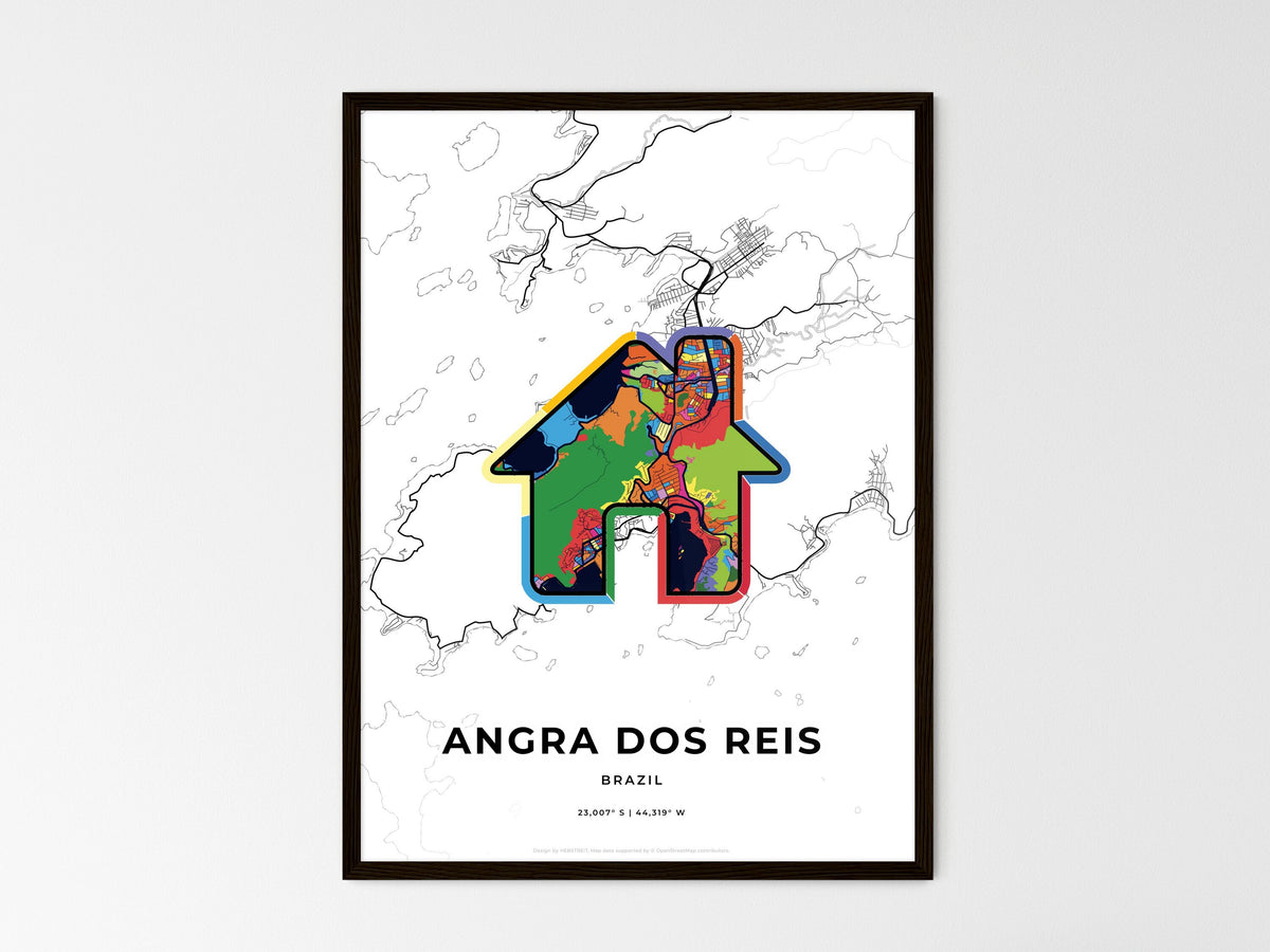 Angra Dos Reis Brazil wedding art map with home icon
