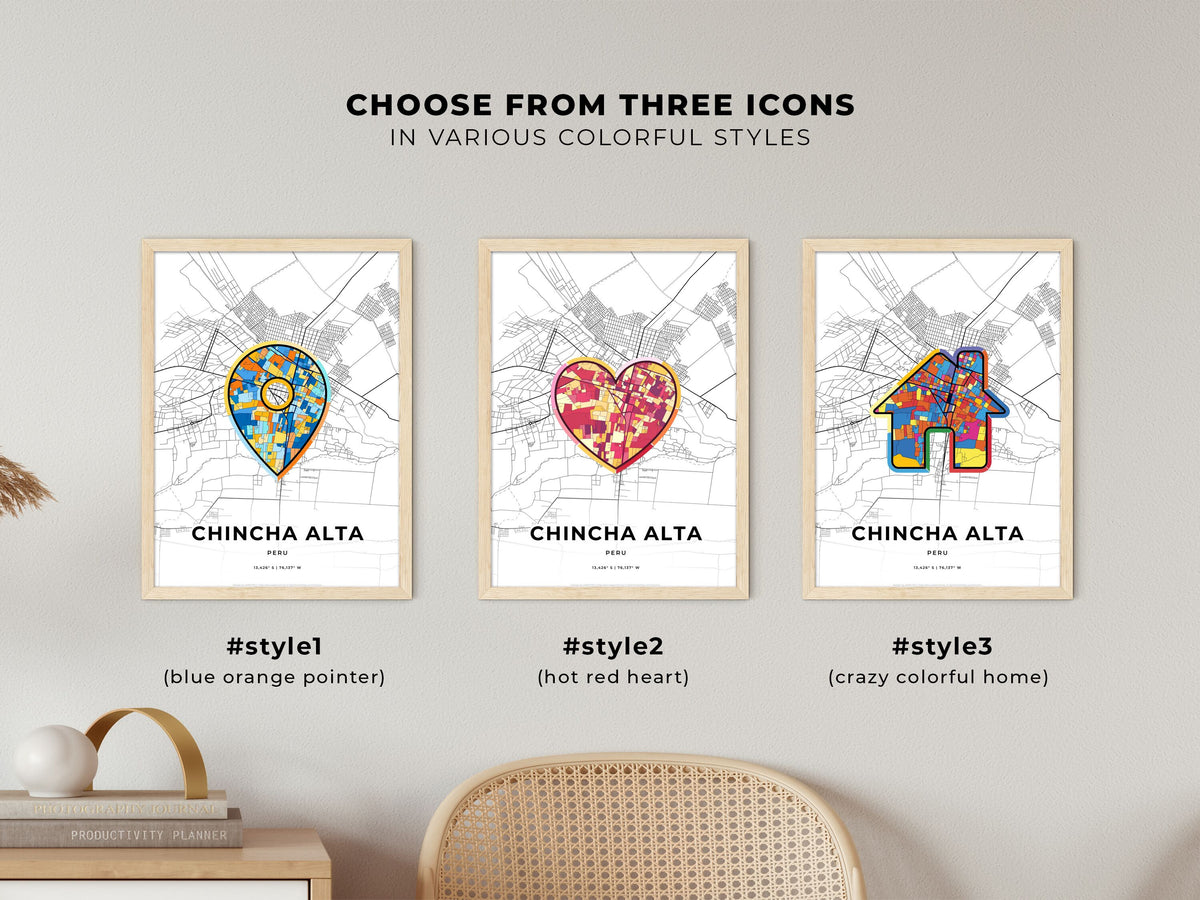 Chincha Alta Peru maps with colorful icons
