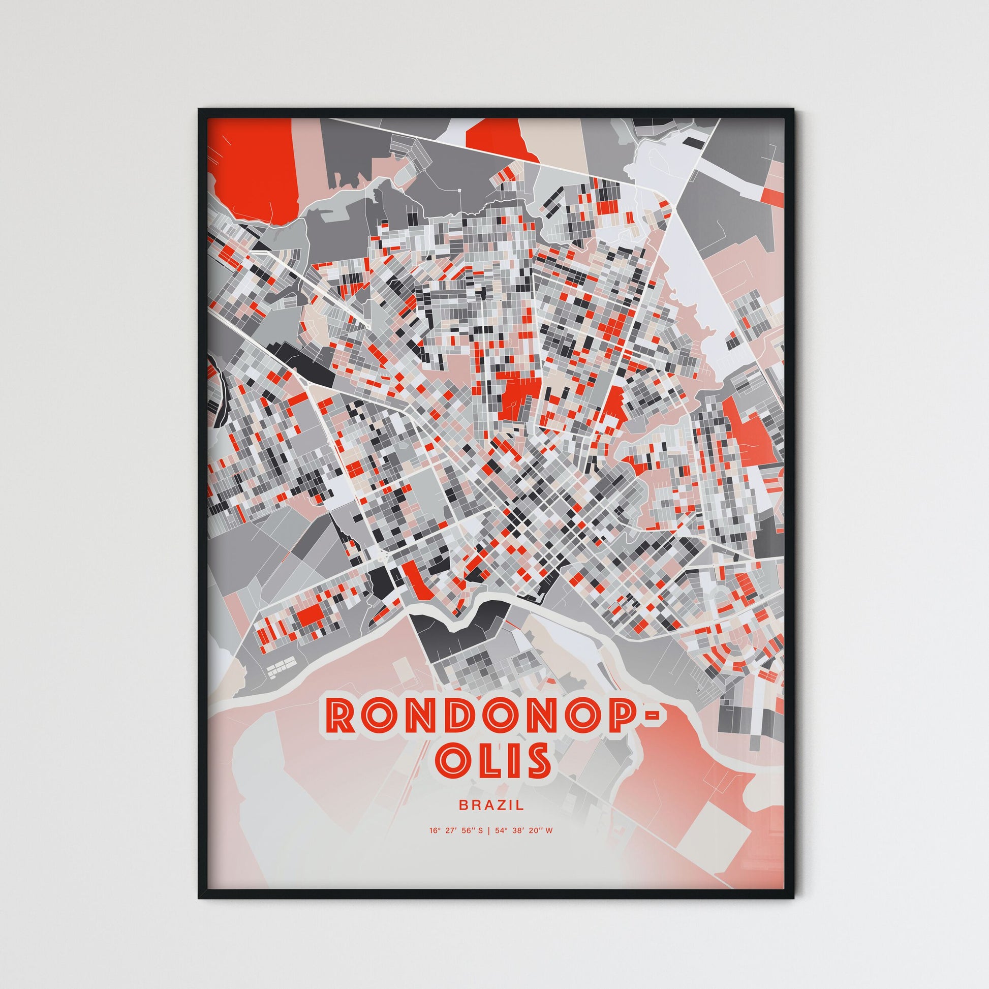 Colorful RONDONOPOLIS BRAZIL Fine Art Map Modern