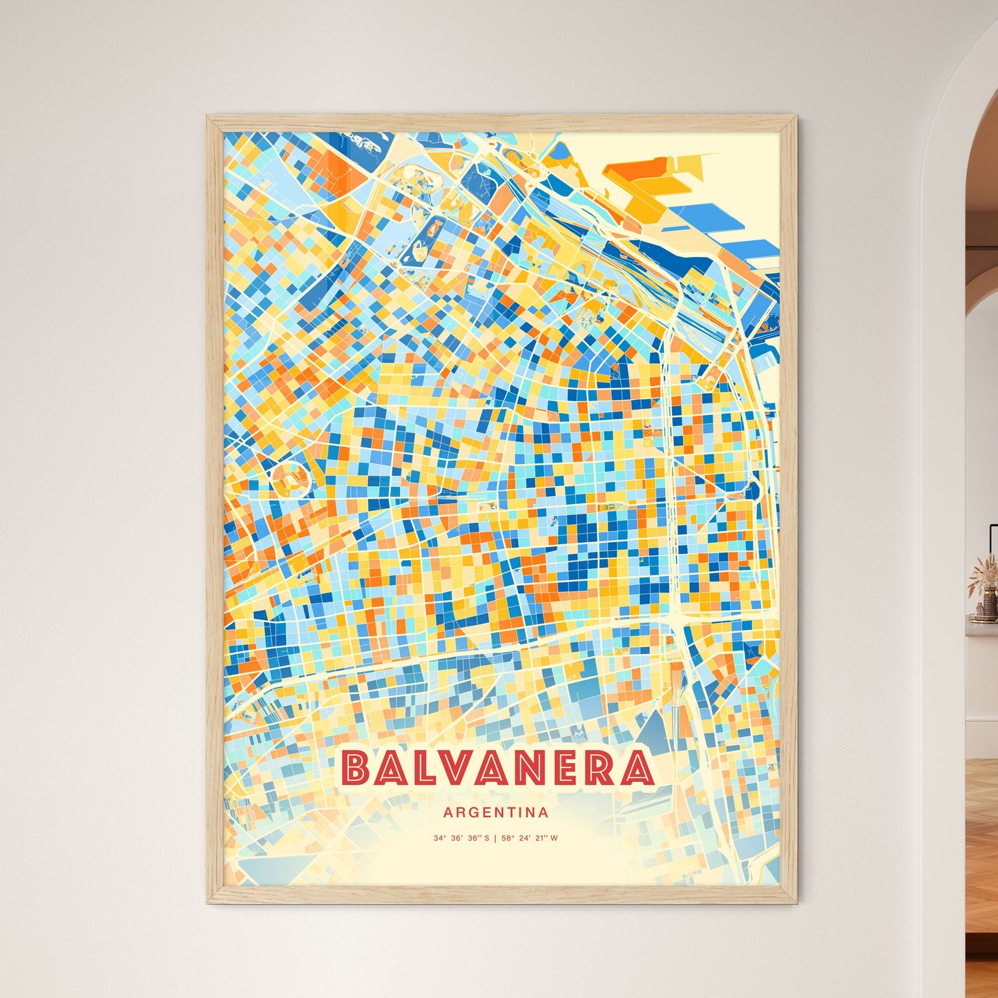 Colorful BALVANERA ARGENTINA Fine Art Map Blue Orange