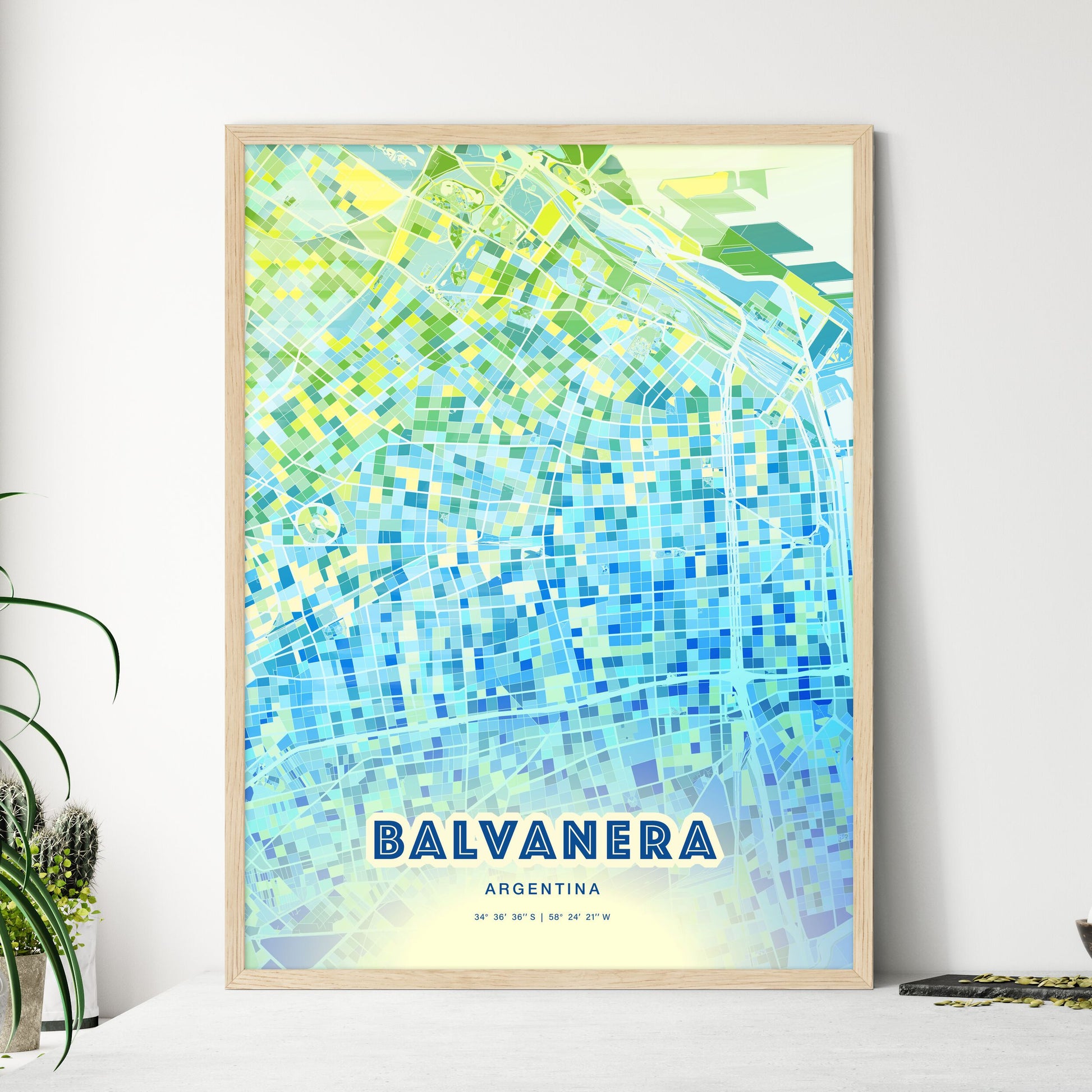 Colorful BALVANERA ARGENTINA Fine Art Map Cool Blue