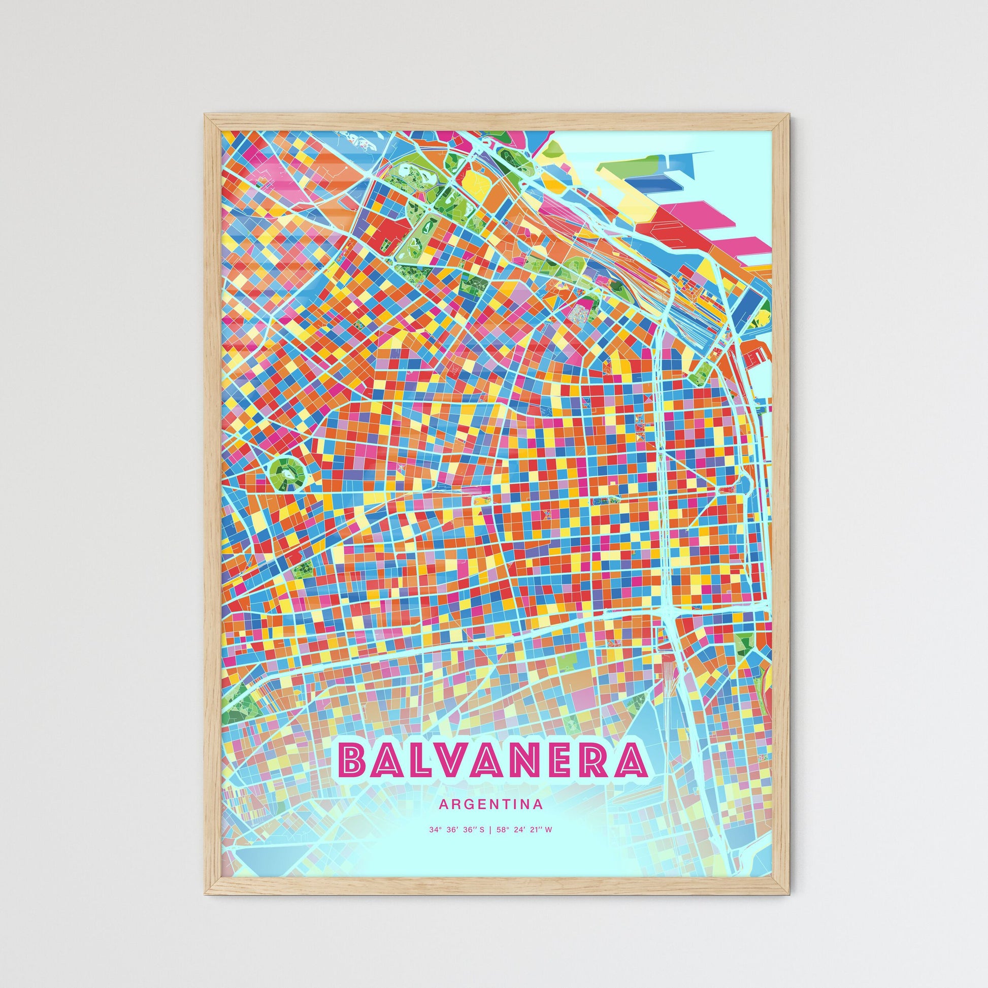 Colorful BALVANERA ARGENTINA Fine Art Map Crazy Colors