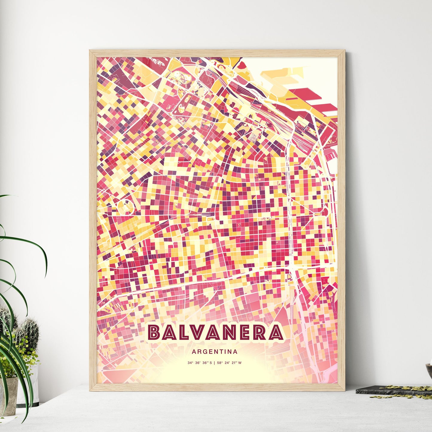 Colorful BALVANERA ARGENTINA Fine Art Map Hot Red