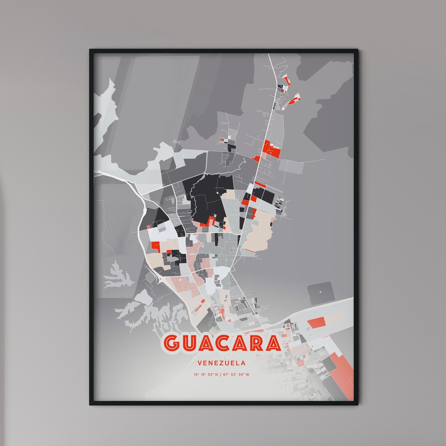 Colorful GUACARA VENEZUELA Fine Art Map Modern