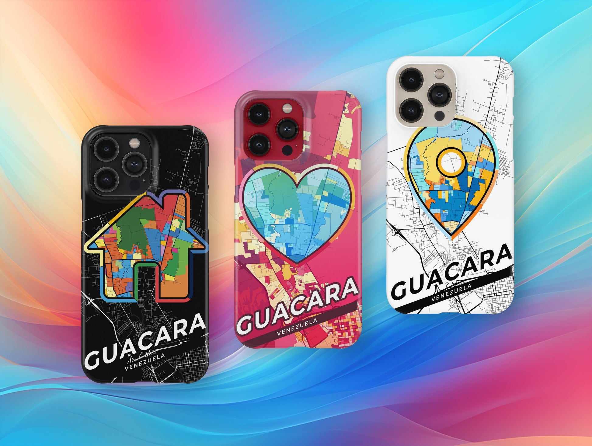 Guacara Venezuela slim phone case with colorful icon. Birthday, wedding or housewarming gift. Couple match cases.
