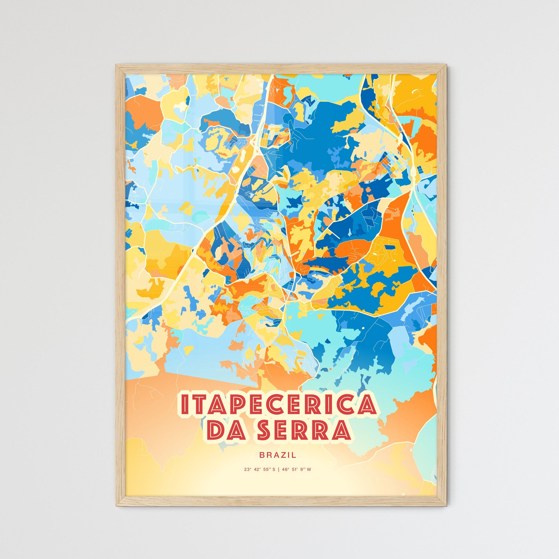 Colorful ITAPECERICA DA SERRA BRAZIL Fine Art Map Blue Orange