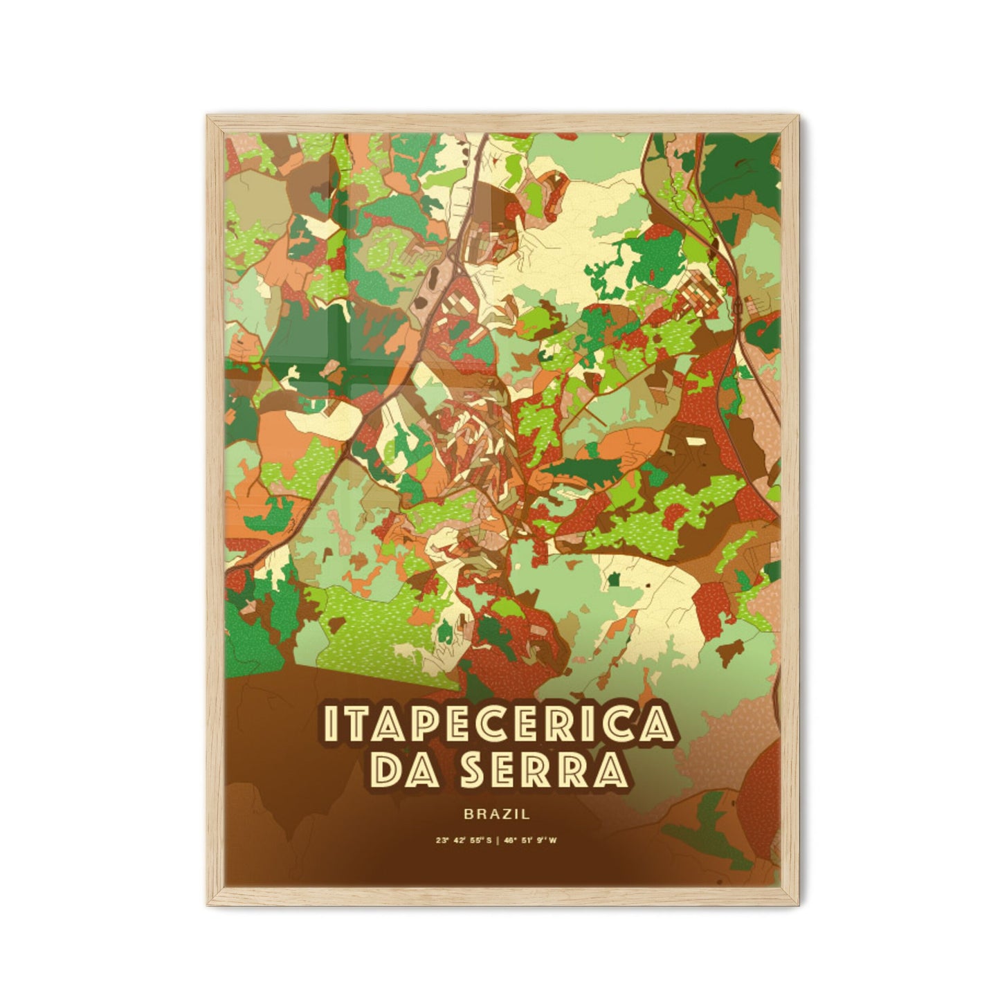 Colorful ITAPECERICA DA SERRA BRAZIL Fine Art Map Farmhouse