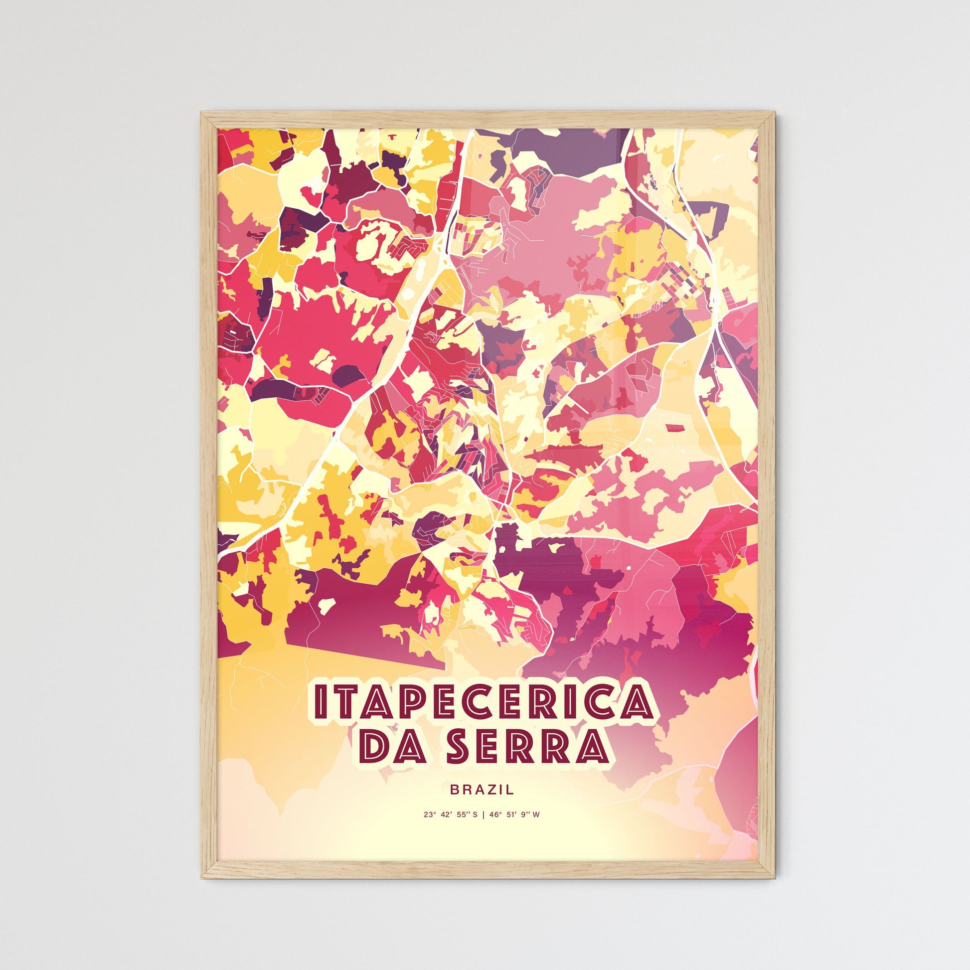 Colorful ITAPECERICA DA SERRA BRAZIL Fine Art Map Hot Red