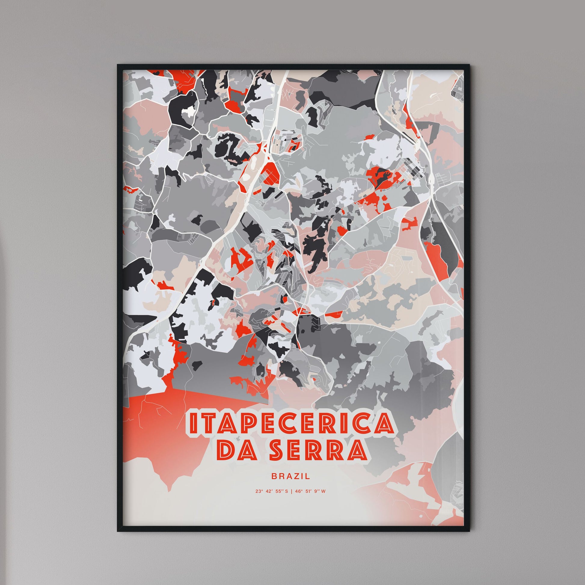 Colorful ITAPECERICA DA SERRA BRAZIL Fine Art Map Modern