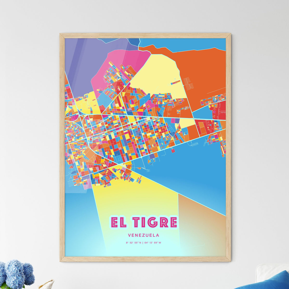 Colorful EL TIGRE VENEZUELA Fine Art Map Crazy Colors