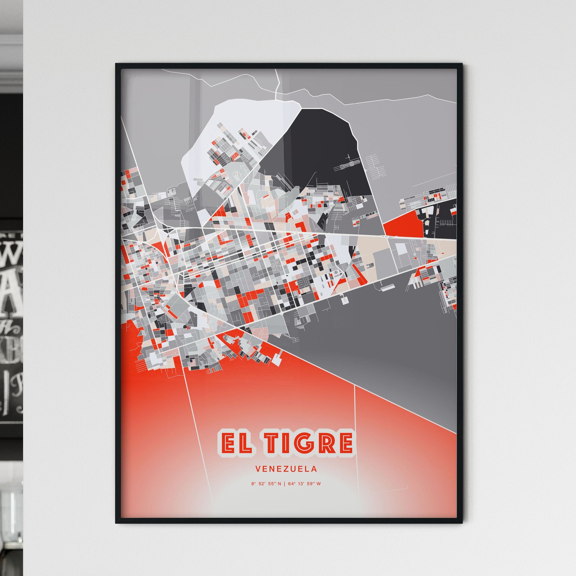 Colorful EL TIGRE VENEZUELA Fine Art Map Modern