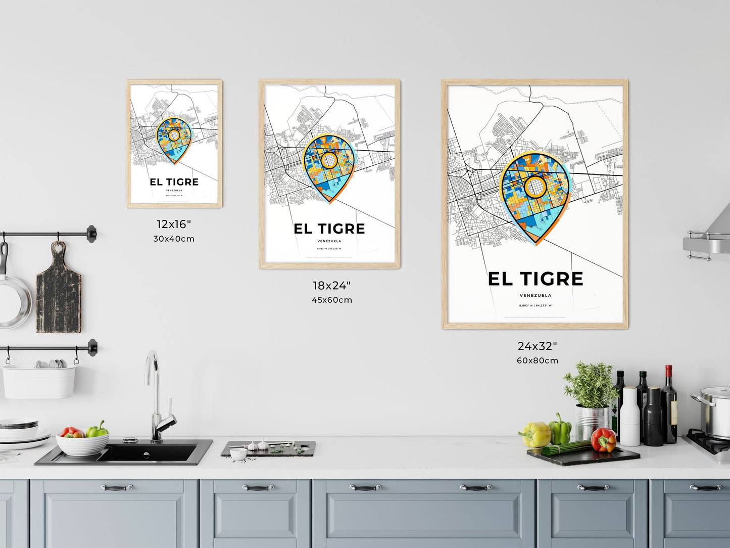 El Tigre Venezuela art map size chart