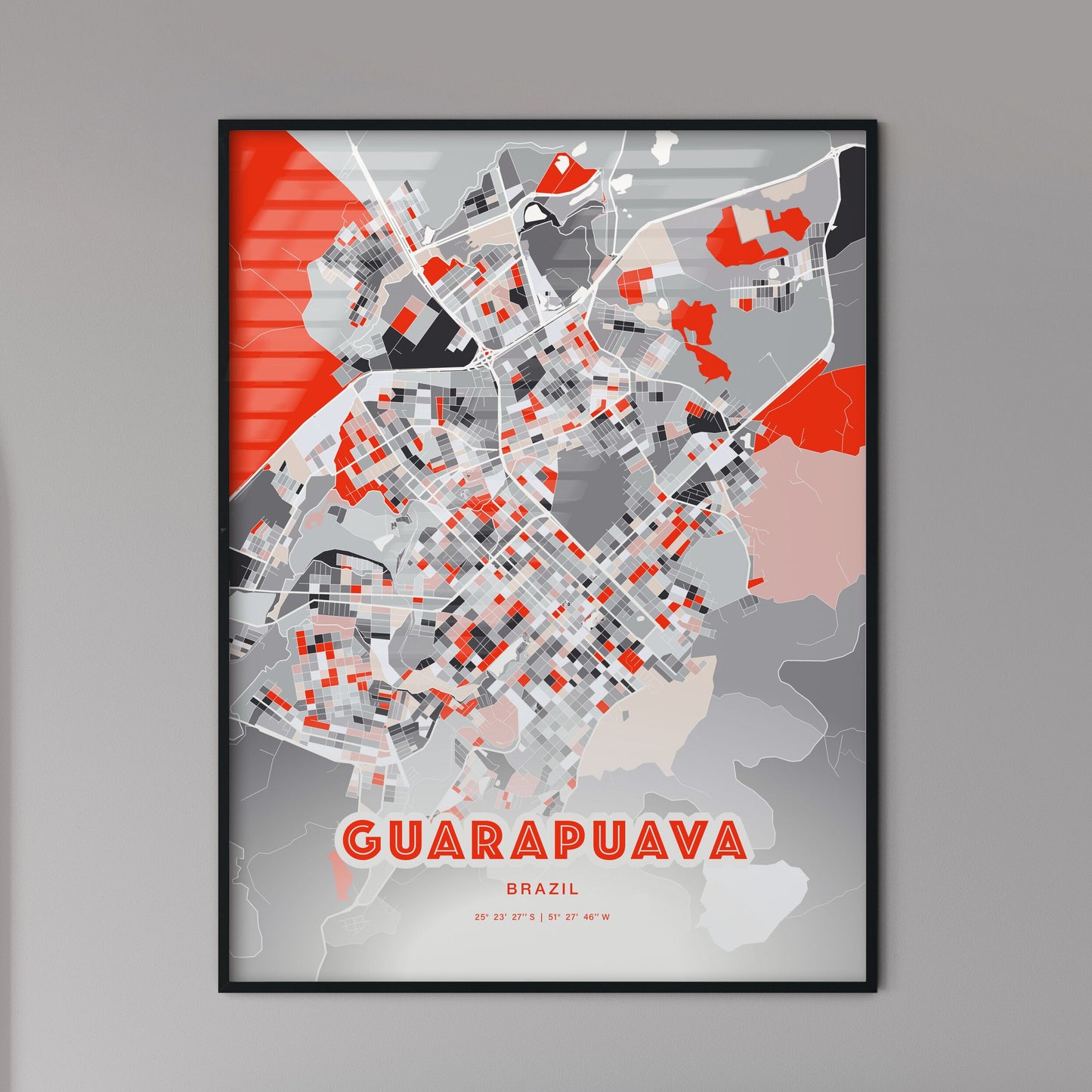 Colorful GUARAPUAVA BRAZIL Fine Art Map Modern