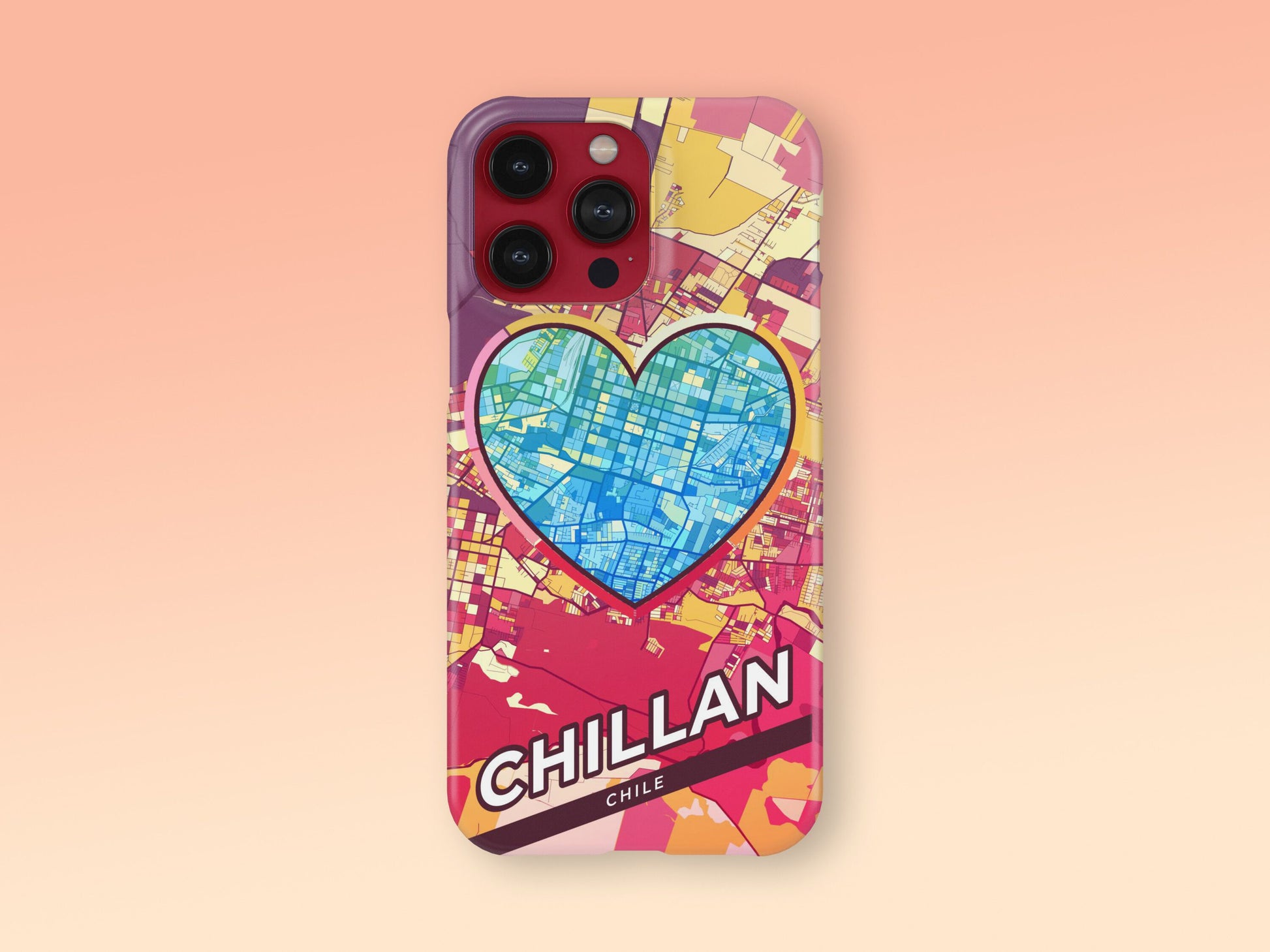 Chillan Chile slim phone case with colorful icon. Birthday, wedding or housewarming gift. Couple match cases. 2