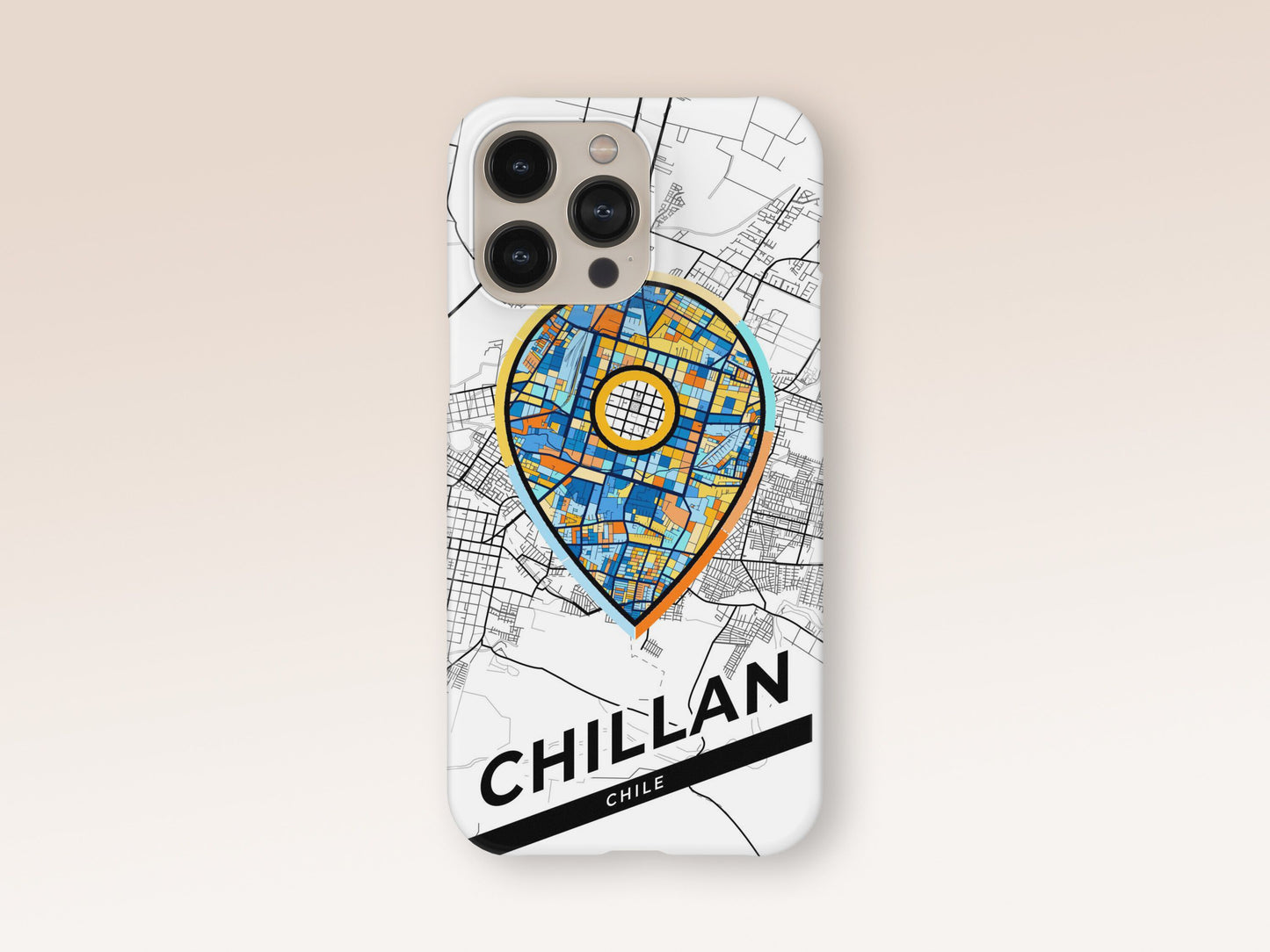 Chillan Chile slim phone case with colorful icon. Birthday, wedding or housewarming gift. Couple match cases. 1
