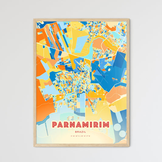 Colorful PARNAMIRIM BRAZIL Fine Art Map Blue Orange