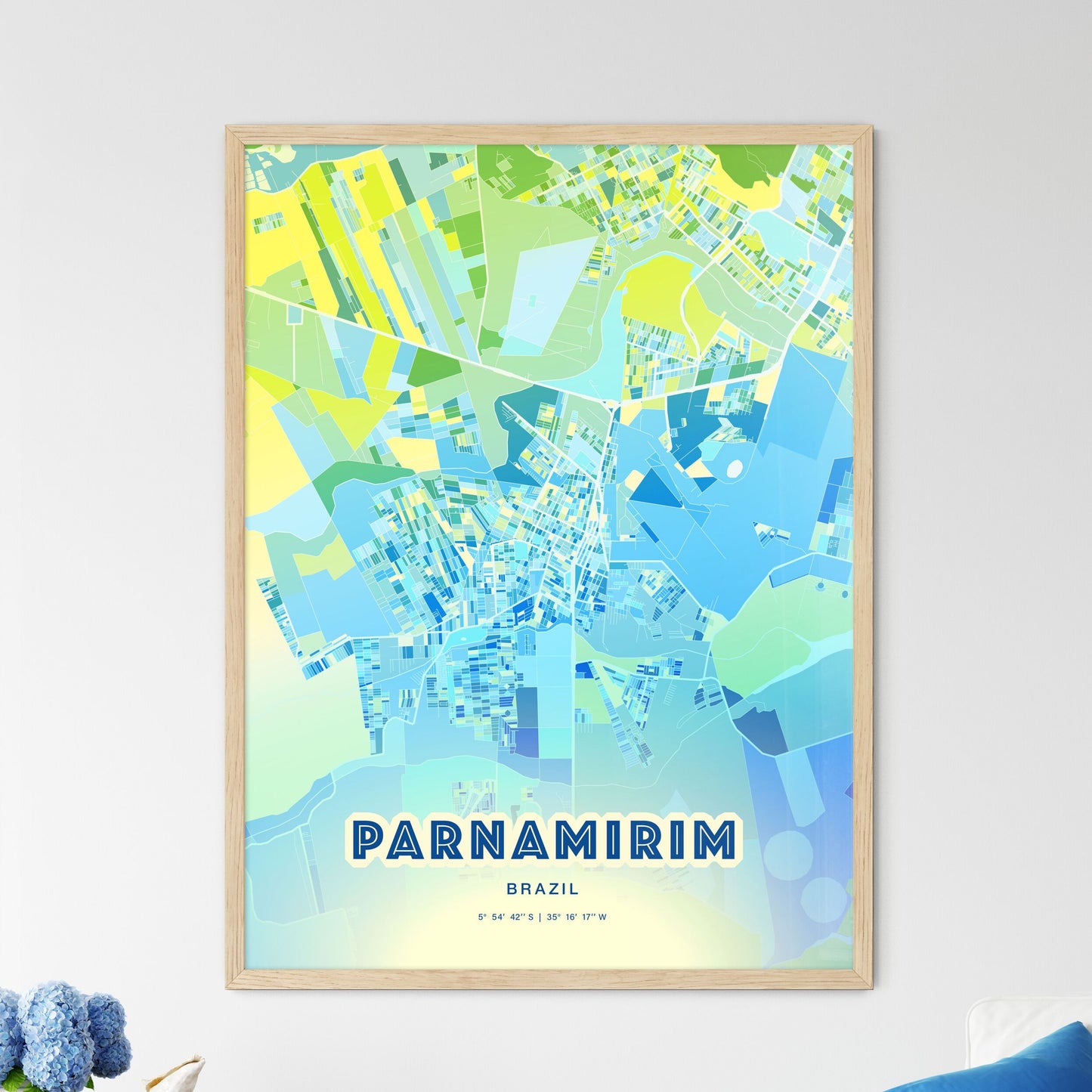 Colorful PARNAMIRIM BRAZIL Fine Art Map Cool Blue