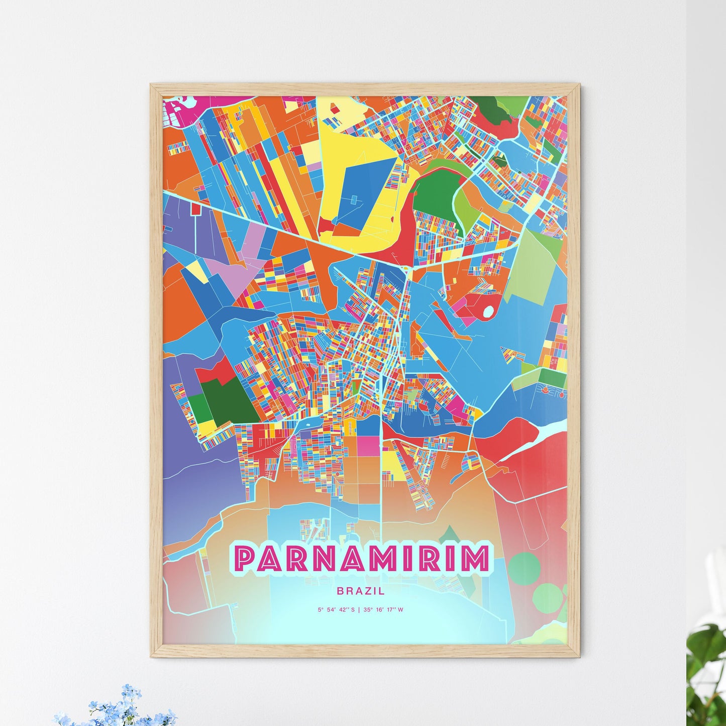 Colorful PARNAMIRIM BRAZIL Fine Art Map Crazy Colors