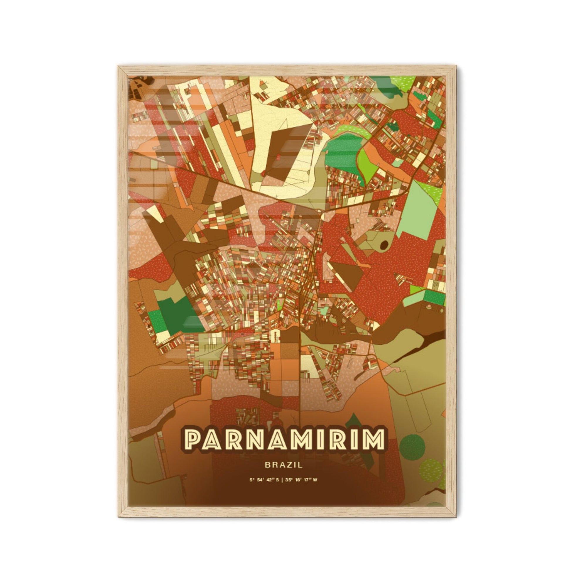 Colorful PARNAMIRIM BRAZIL Fine Art Map Farmhouse