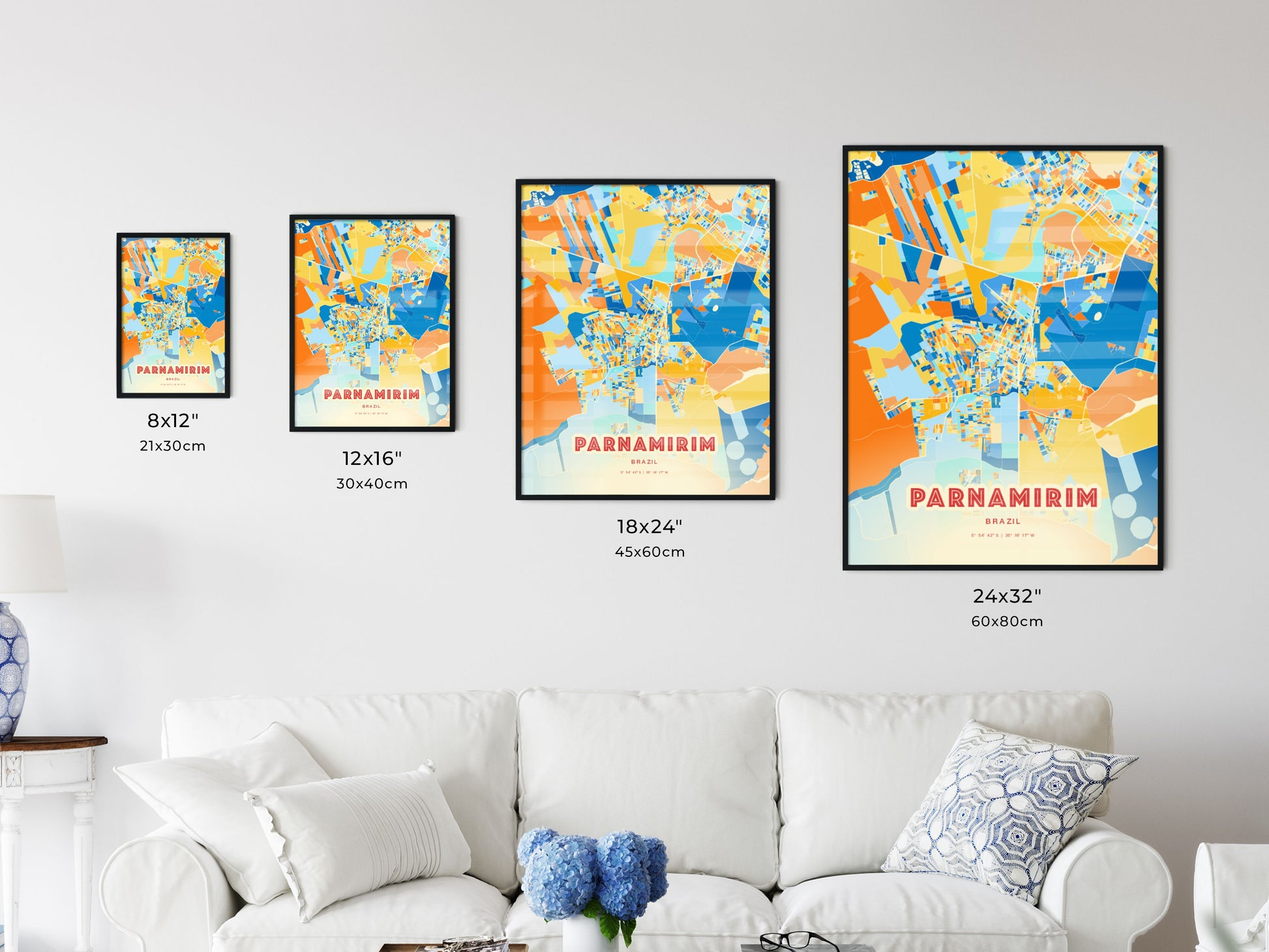 Colorful PARNAMIRIM BRAZIL Fine Art Map Blue Orange