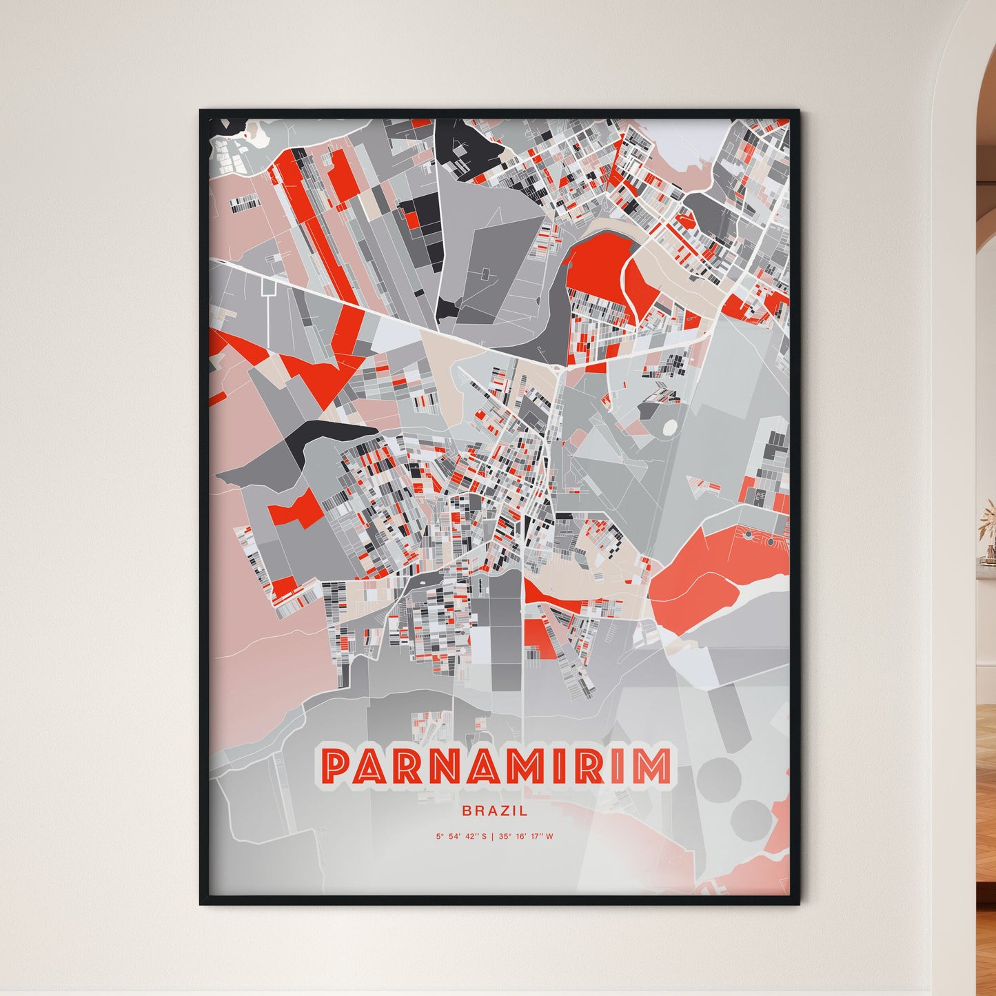 Colorful PARNAMIRIM BRAZIL Fine Art Map Modern