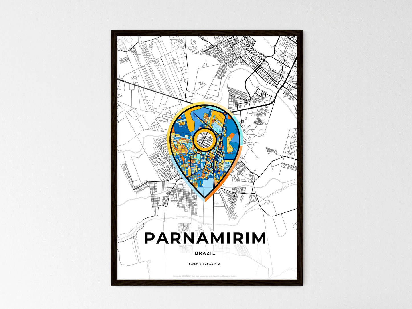 Parnamirim Brazil wedding art map with pointer icon