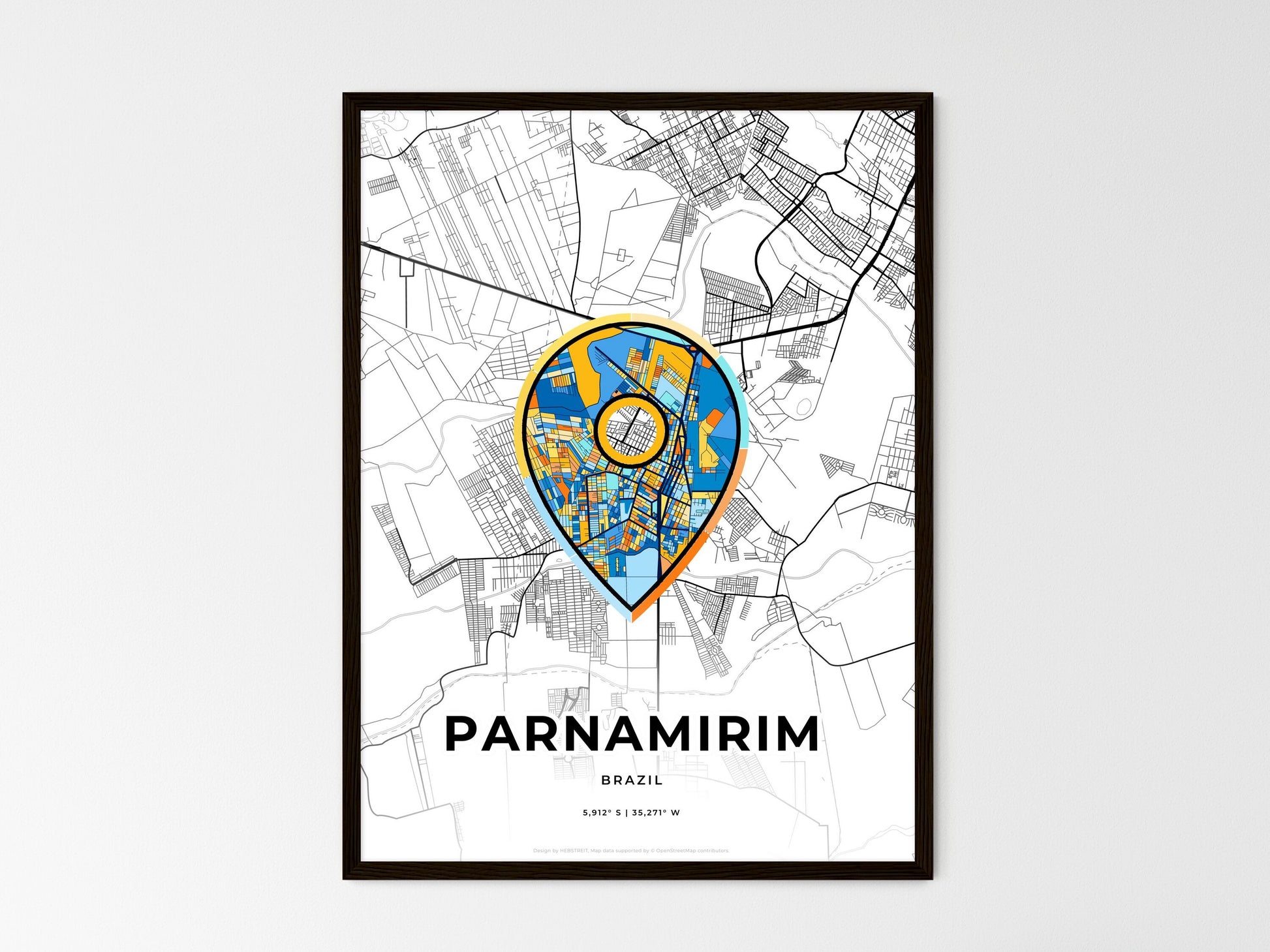 Parnamirim Brazil wedding art map with pointer icon