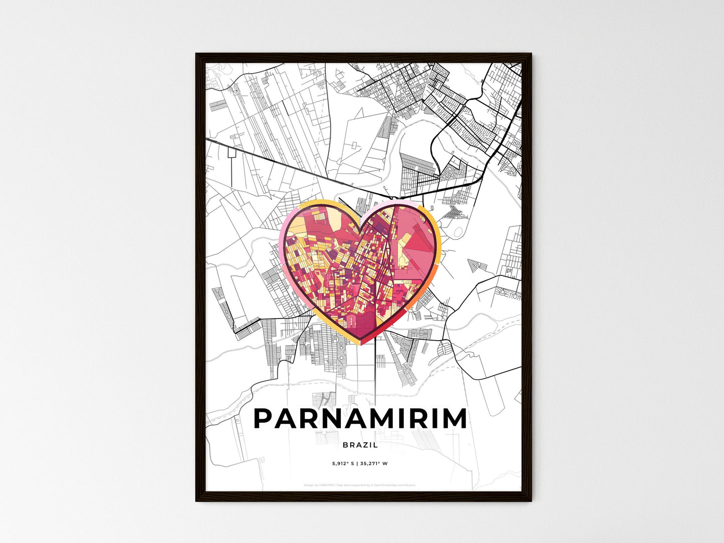 Parnamirim Brazil wedding art map with heart icon