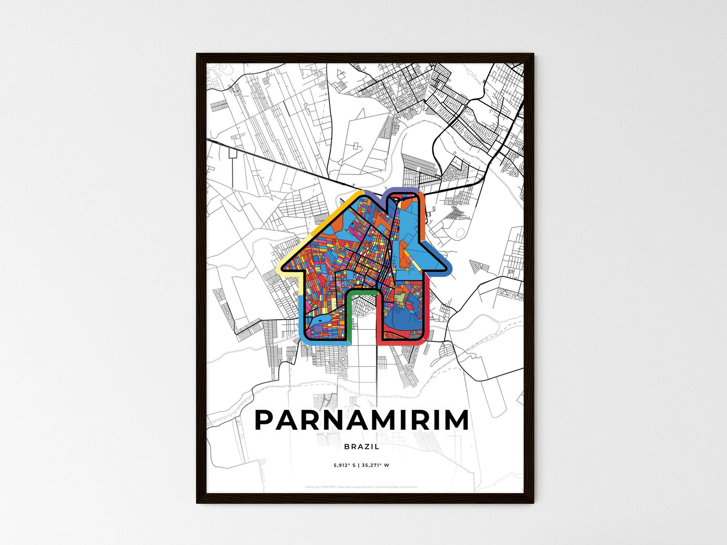 Parnamirim Brazil wedding art map with home icon