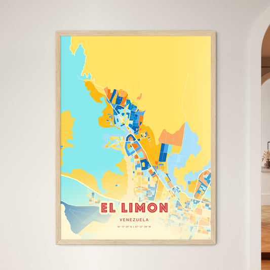 Colorful EL LIMON VENEZUELA Fine Art Map Blue Orange