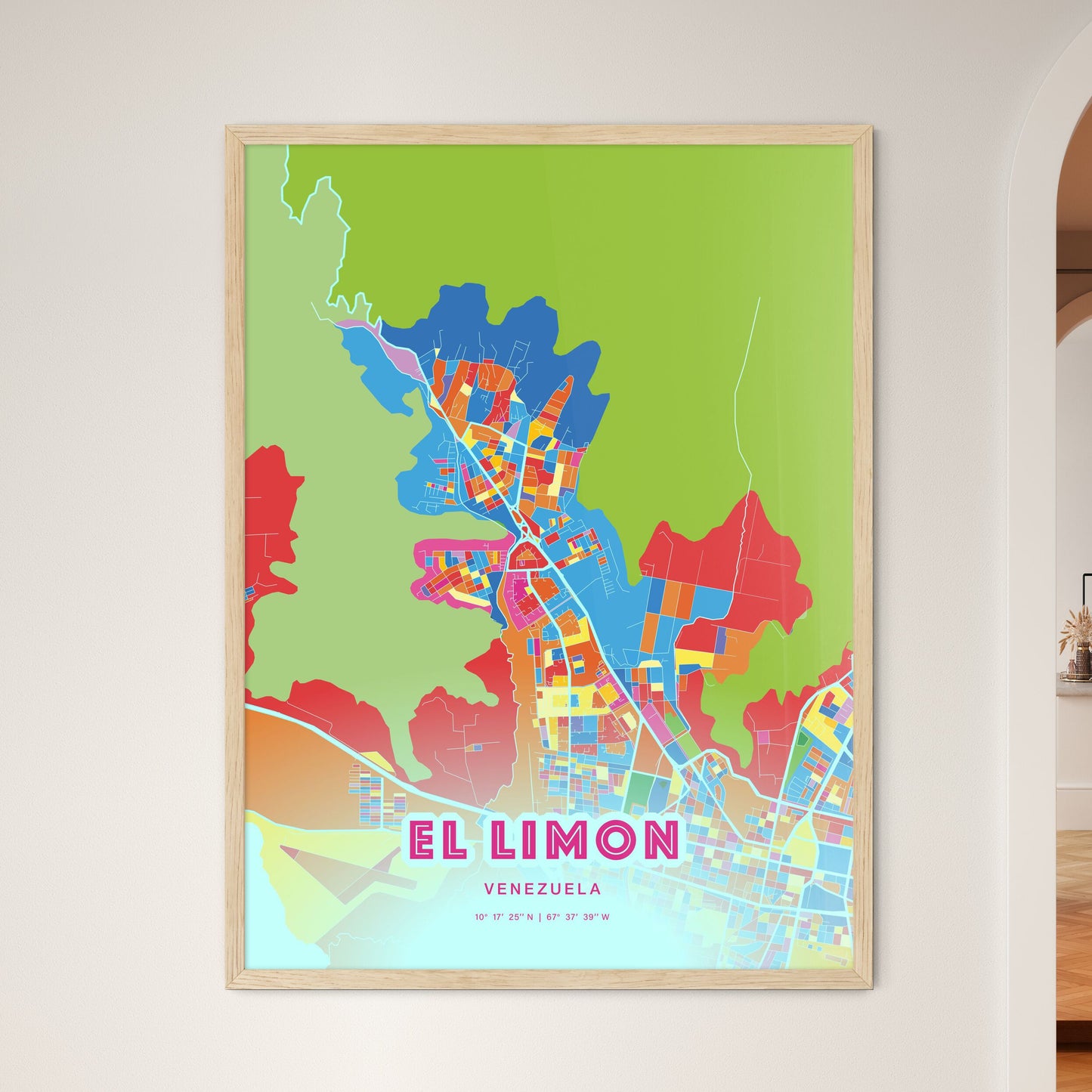 Colorful EL LIMON VENEZUELA Fine Art Map Crazy Colors