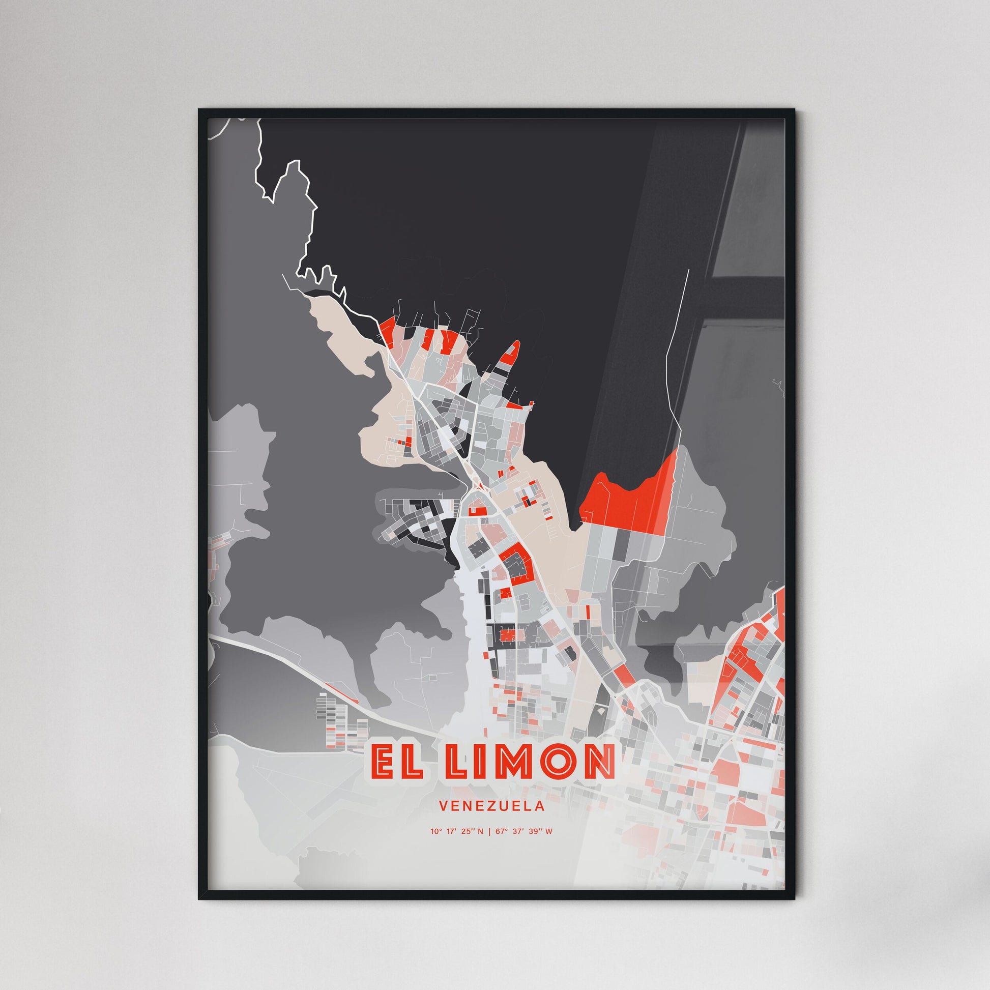 Colorful EL LIMON VENEZUELA Fine Art Map Modern