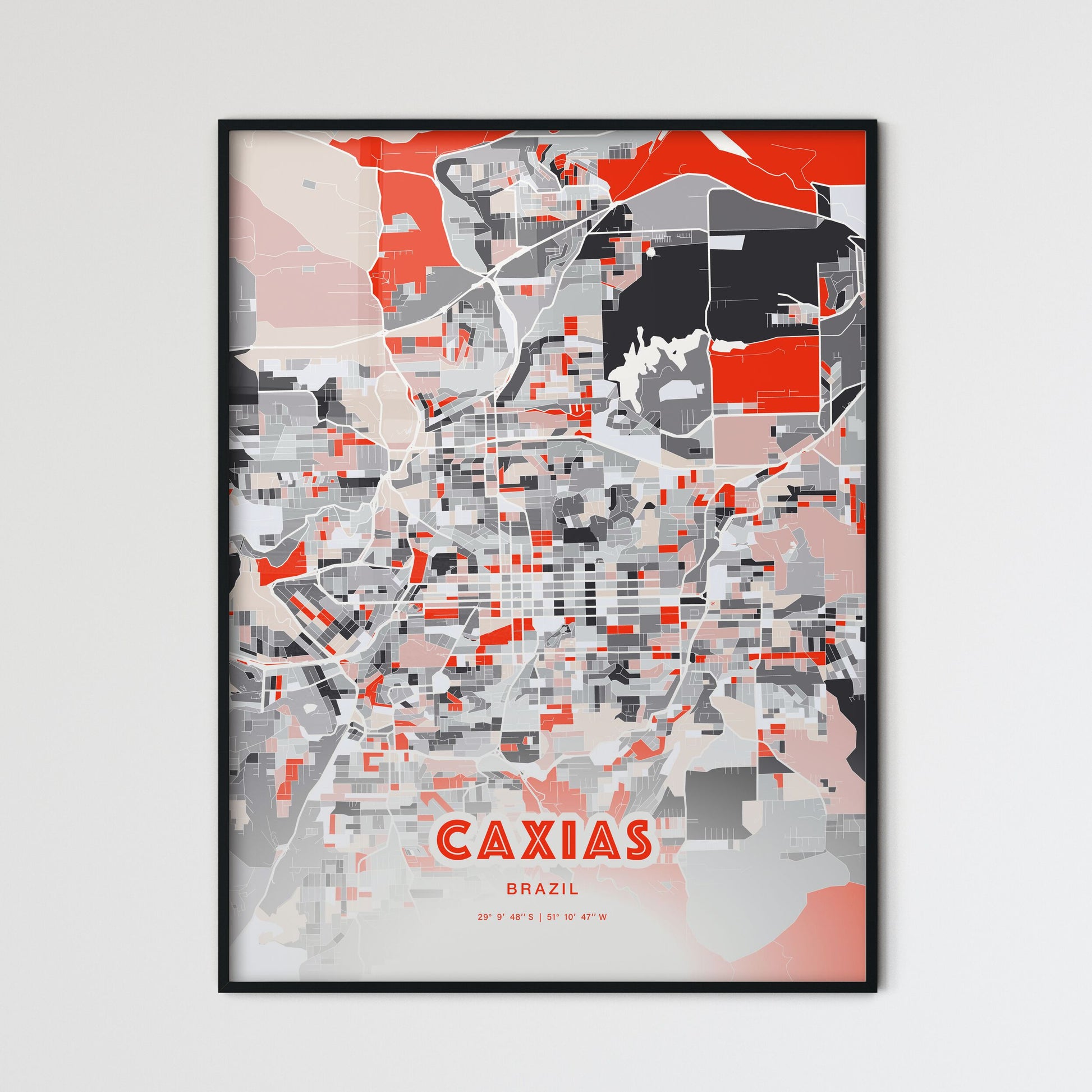 Colorful CAXIAS BRAZIL Fine Art Map Modern