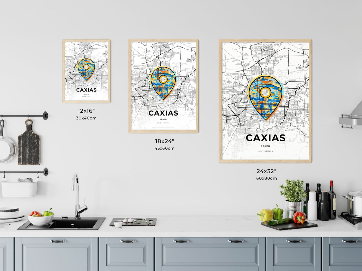 Caxias Brazil art map size chart