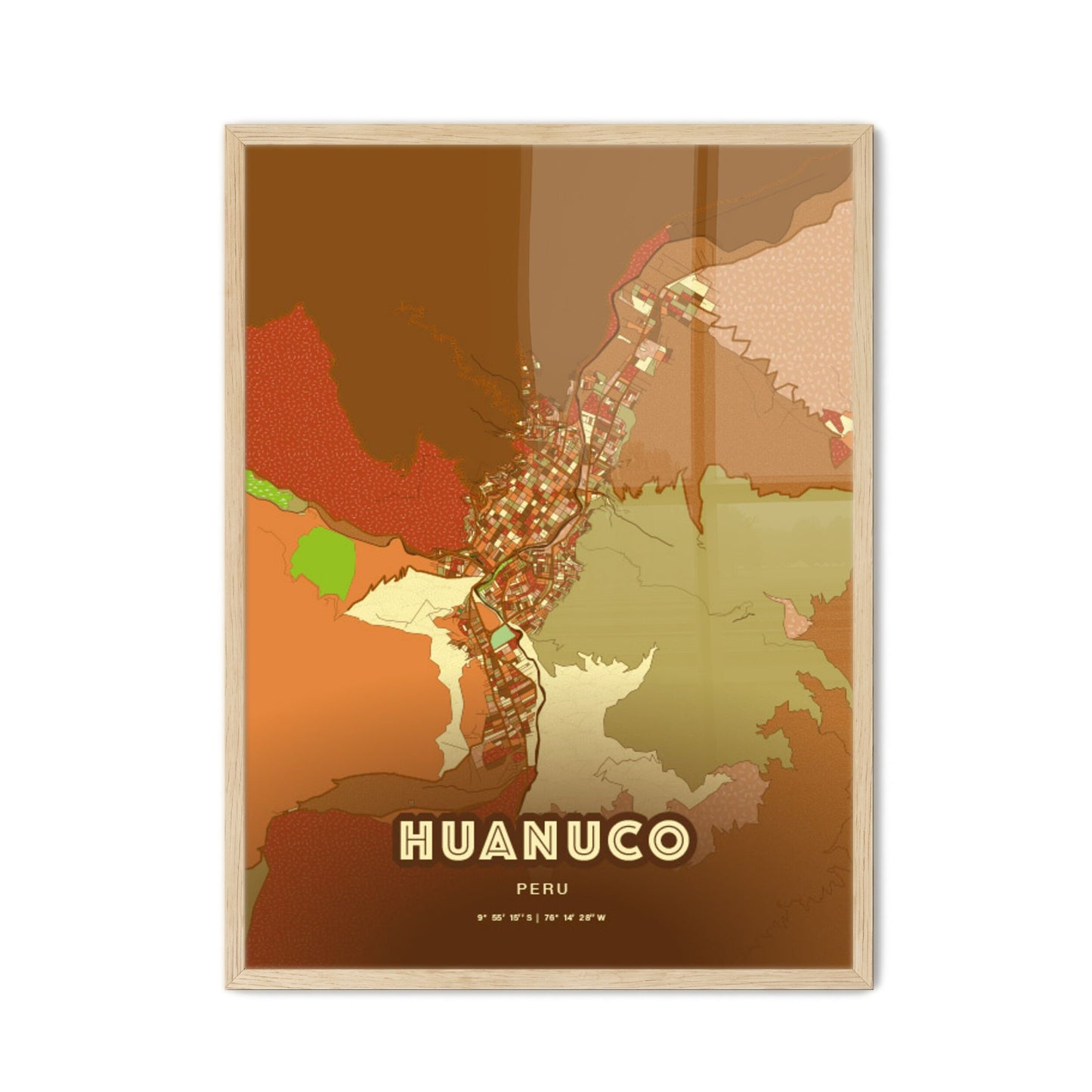 Colorful HUANUCO PERU Fine Art Map Farmhouse