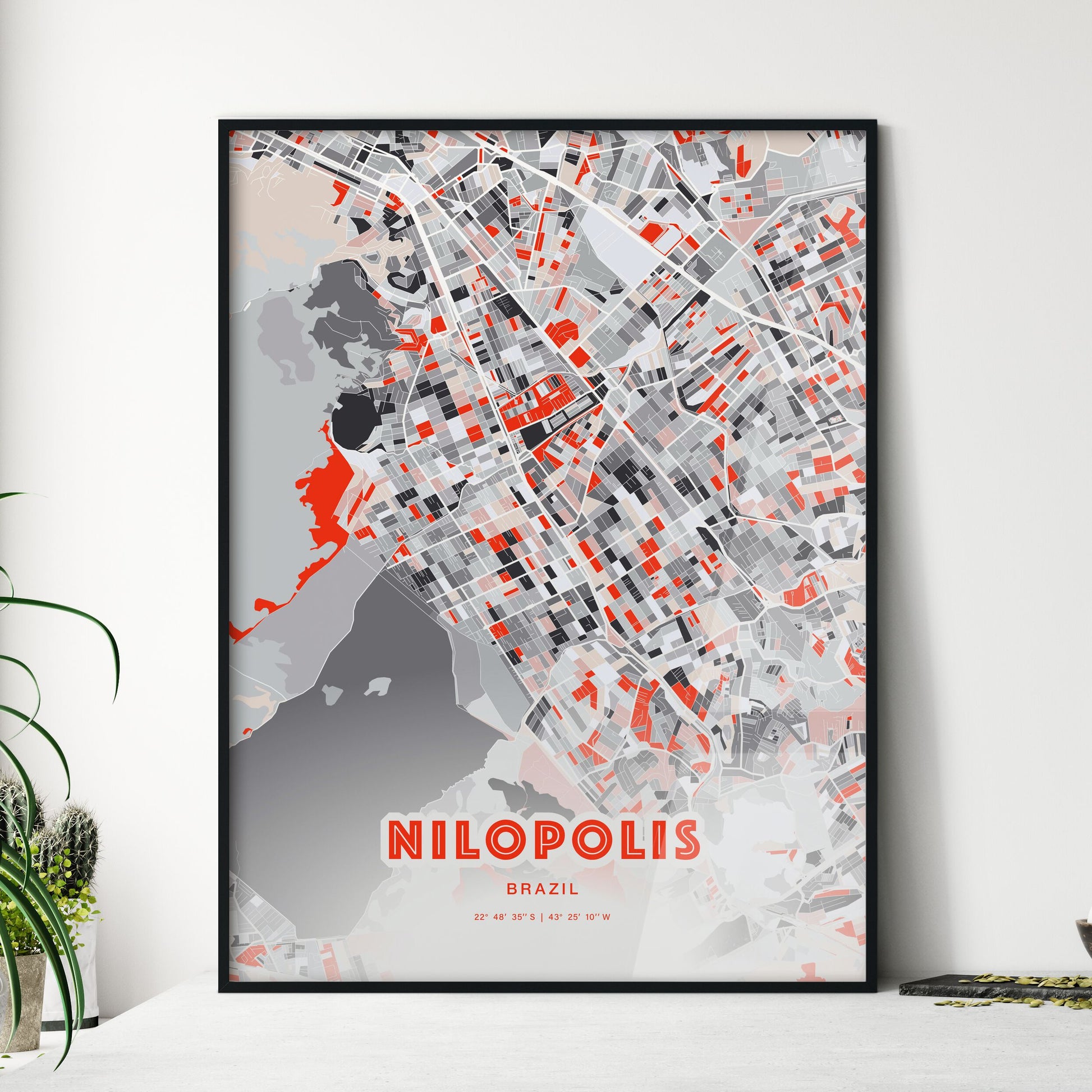 Colorful NILOPOLIS BRAZIL Fine Art Map Modern