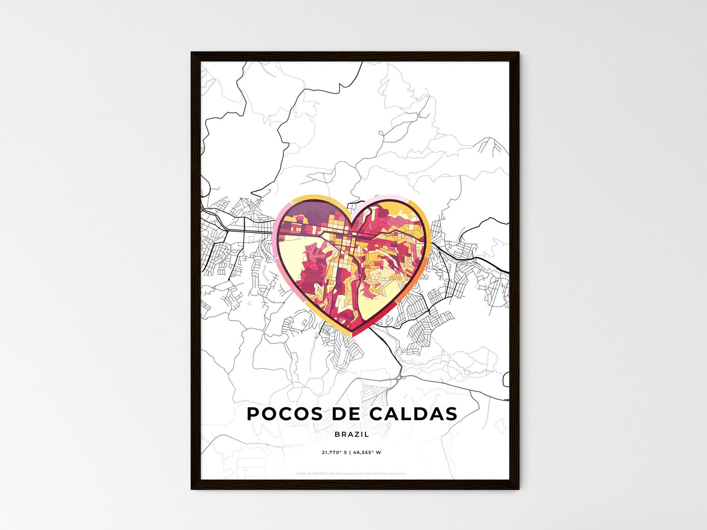 POCOS DE CALDAS BRAZIL minimal art map with a colorful icon. Where it all began, Couple map gift. Style 2