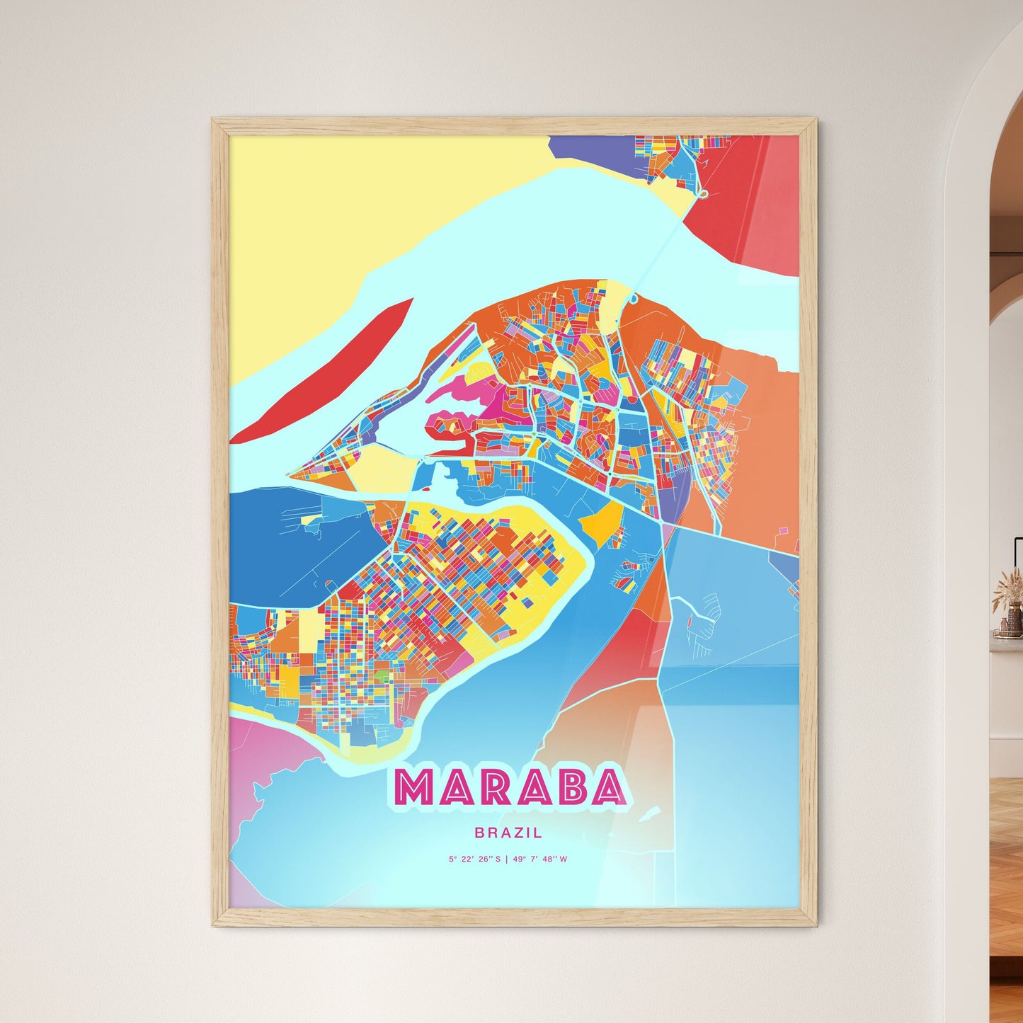 Colorful MARABA BRAZIL Fine Art Map Crazy Colors