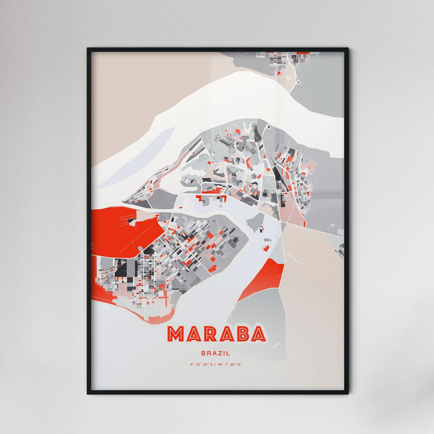 Colorful MARABA BRAZIL Fine Art Map Modern