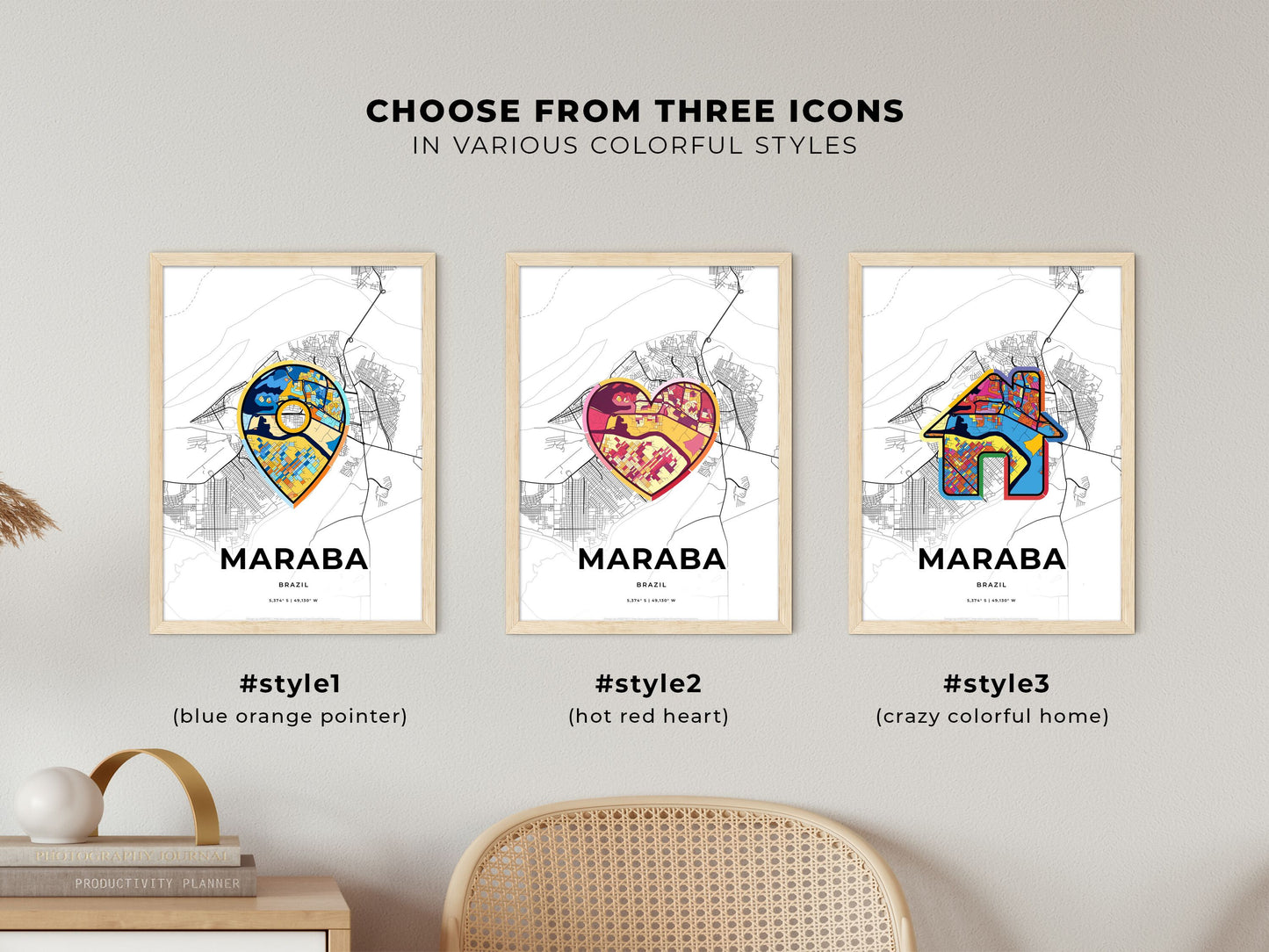 Maraba Brazil maps with colorful icons