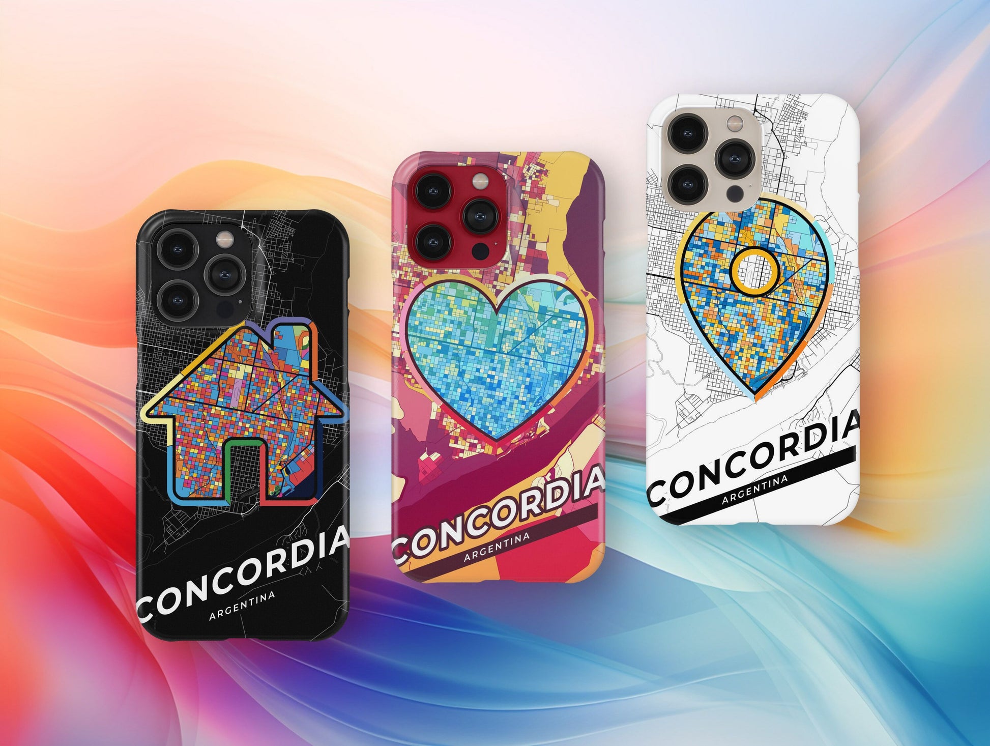Concordia Argentina slim phone case with colorful icon. Birthday, wedding or housewarming gift. Couple match cases.