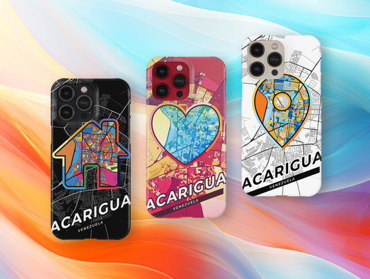Acarigua Venezuela slim phone case with colorful icon. Birthday, wedding or housewarming gift. Couple match cases.